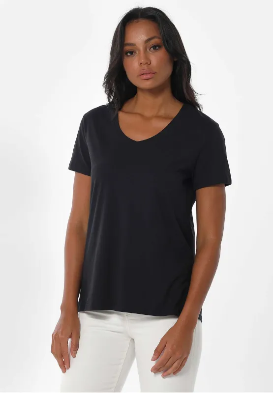 Women's Basic V-Neck T-Shirt Black sold by Ivalo.com