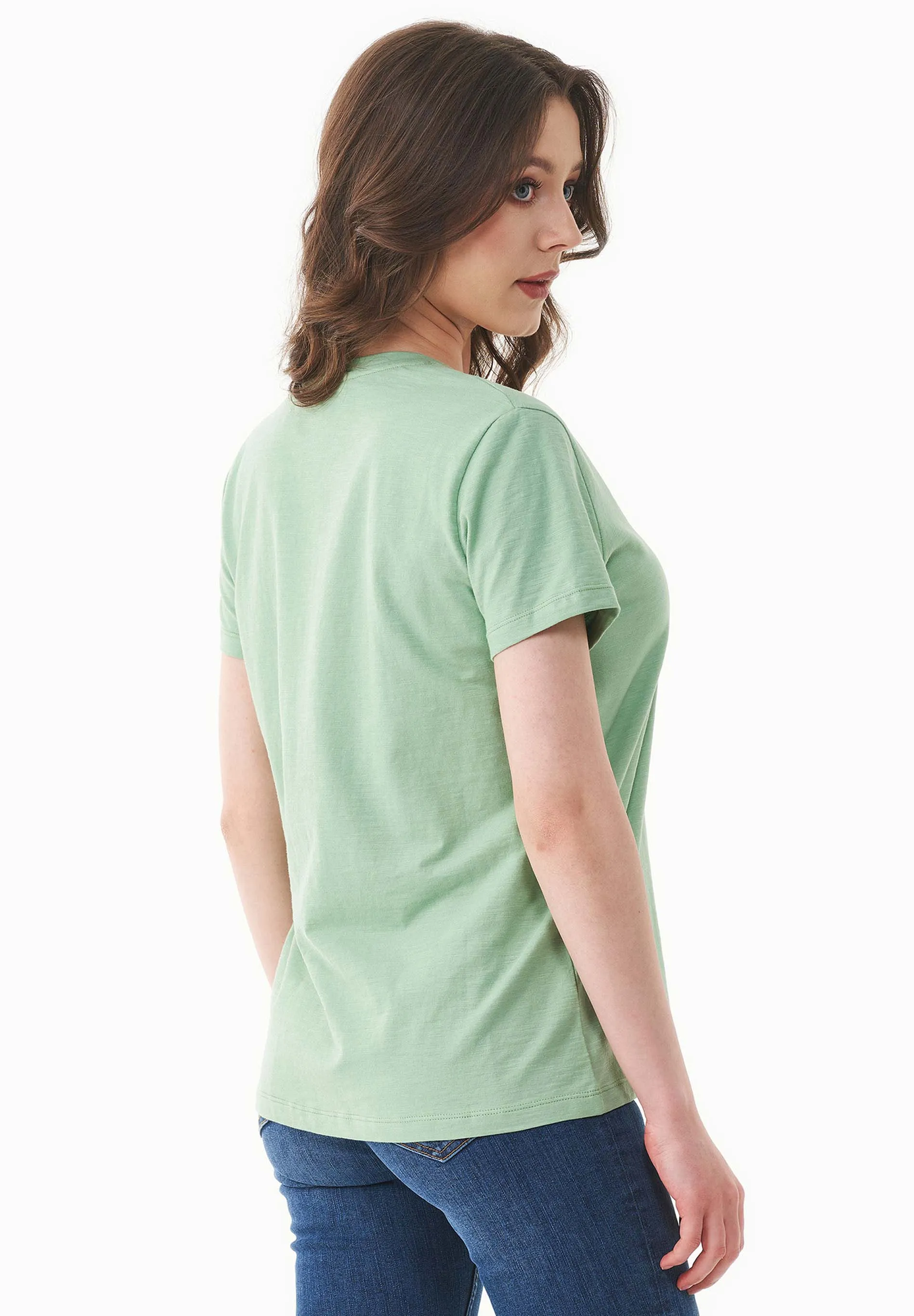 Women's Basic V-Neck T-Shirt Matcha Green sold by Ivalo.com product image thumbnail 2