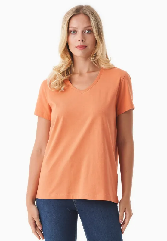 Women's Basic V-Neck T-Shirt Dusty Orange sold by Ivalo.com