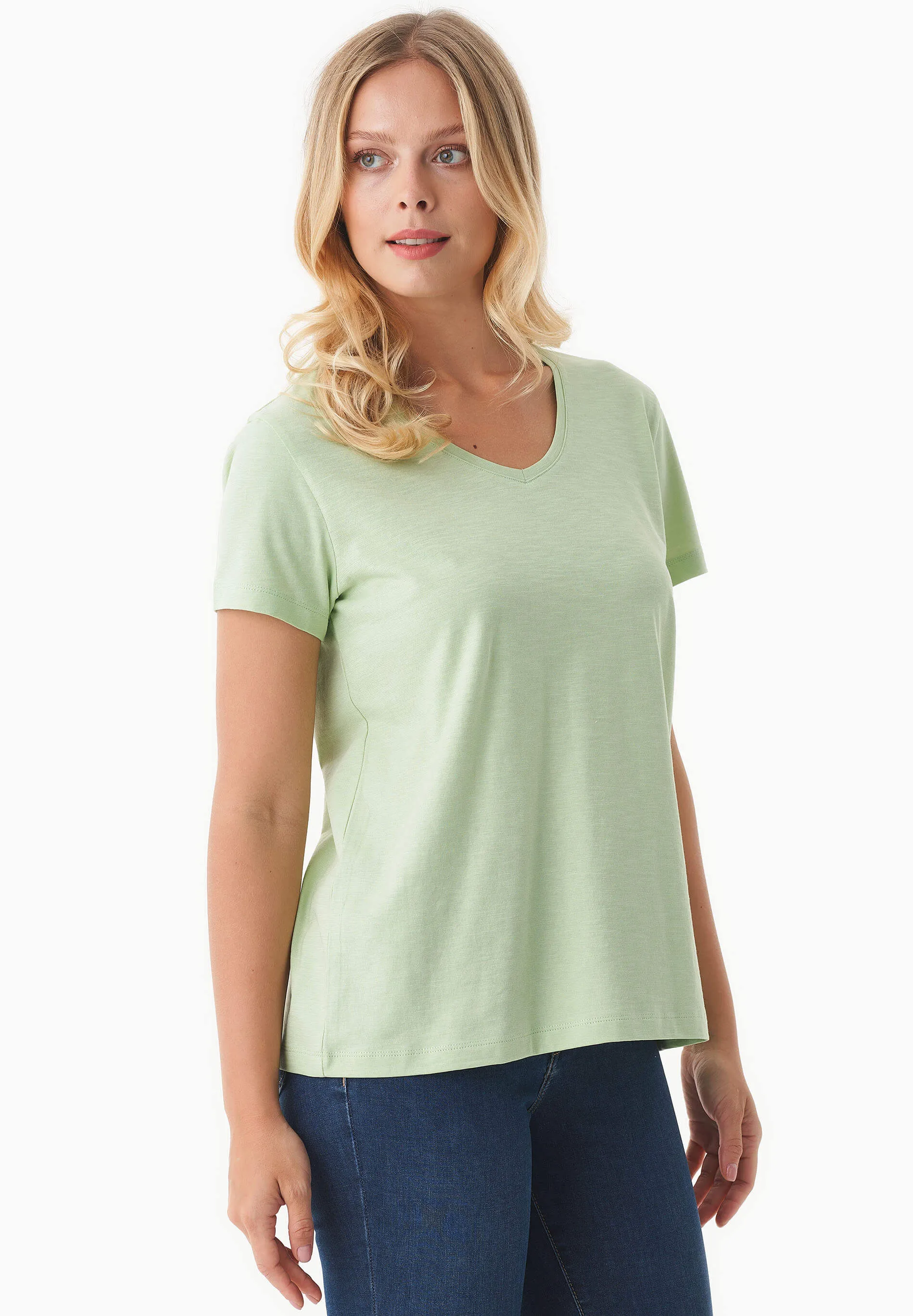 Women's Basic V-Neck T-Shirt Foam Green sold by Ivalo.com