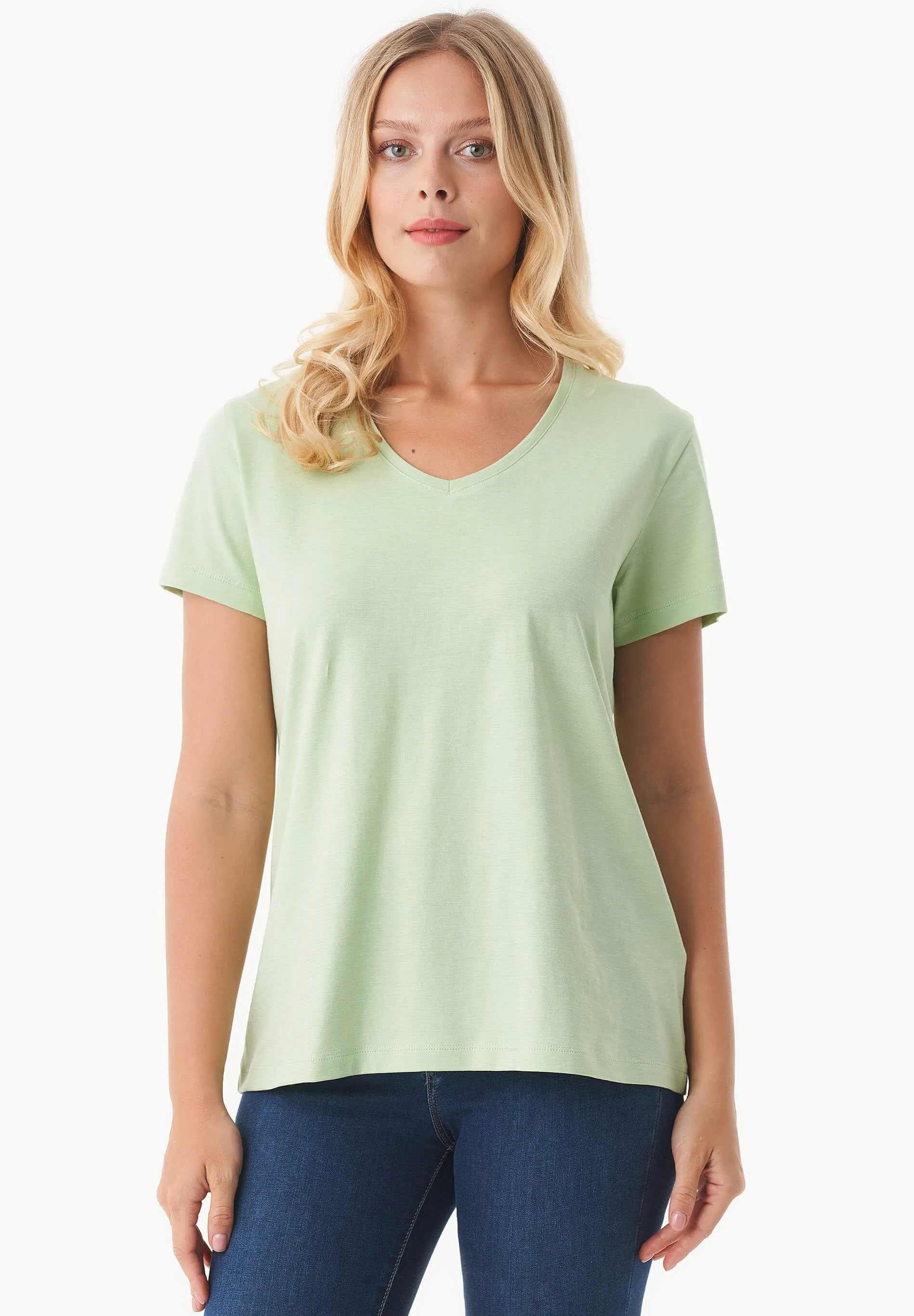 Women's Basic V-Neck T-Shirt Foam Green sold by Ivalo.com product image thumbnail 3