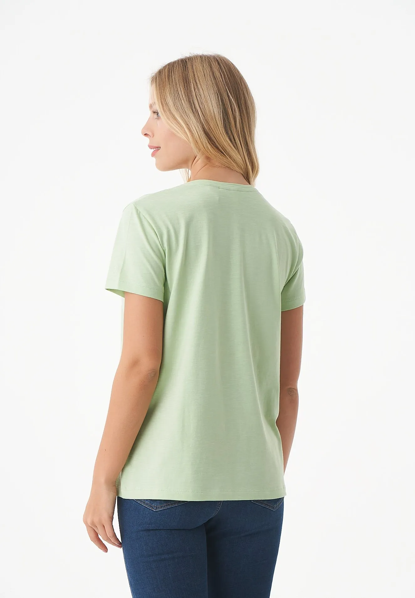 Women's Basic V-Neck T-Shirt Foam Green sold by Ivalo.com product image thumbnail 2