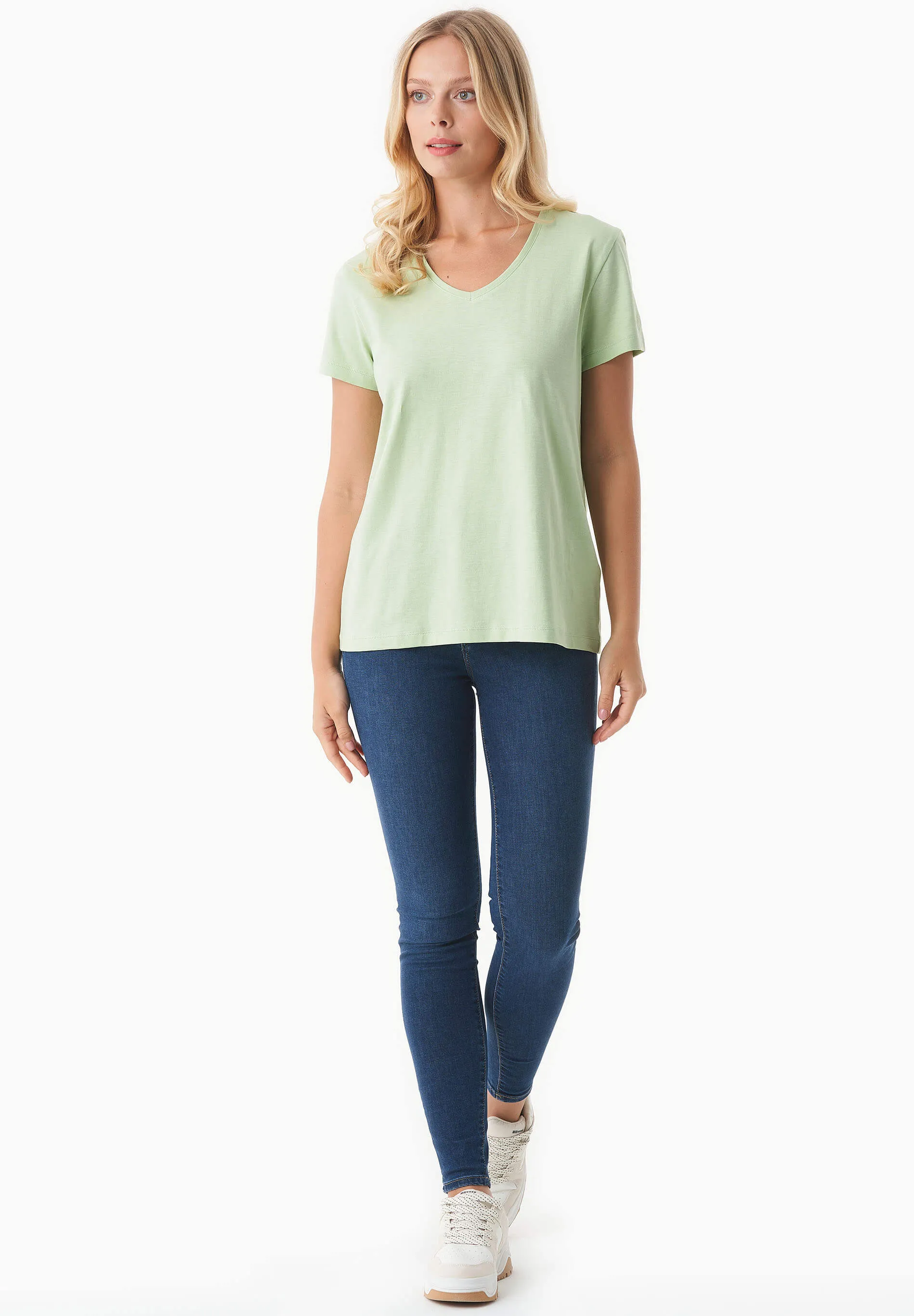 Women's Basic V-Neck T-Shirt Foam Green sold by Ivalo.com product image thumbnail 4
