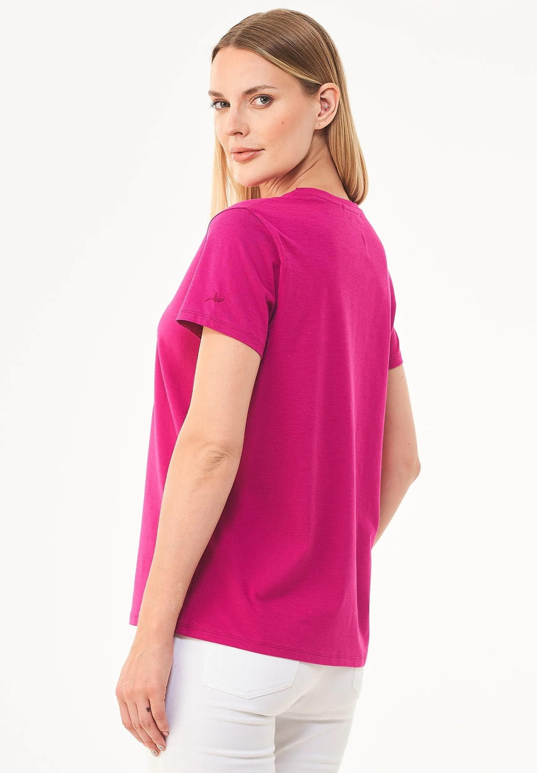 Women's Basic Round Neck T-Shirt Raspberry Pink sold by Ivalo.com product image thumbnail 2