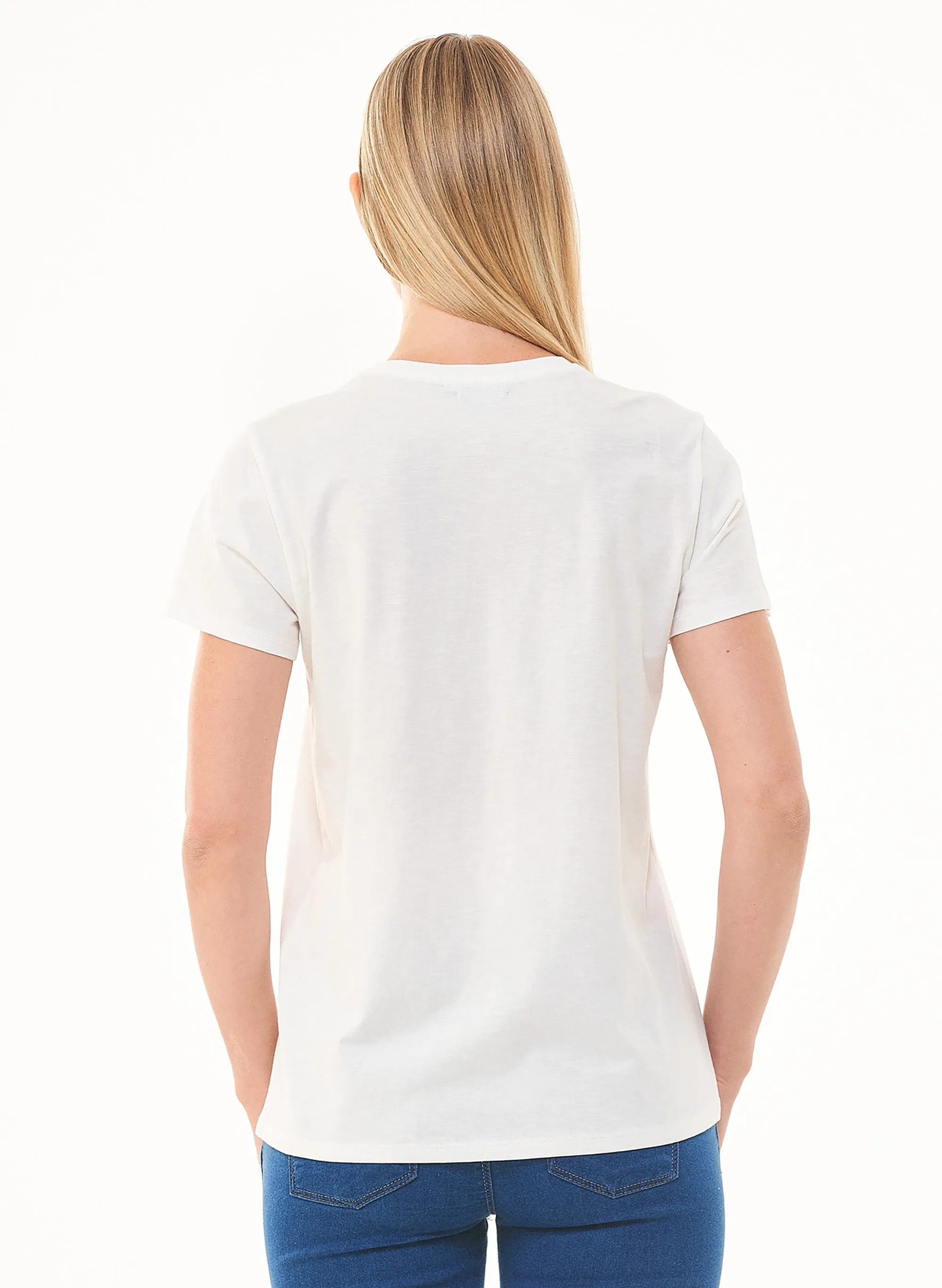 Women's Basic Round Neck T-Shirt Off White sold by Ivalo.com product image thumbnail 4