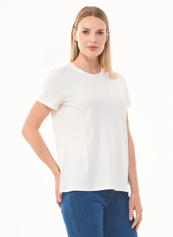 Women's Basic Round Neck T-Shirt Off White sold by Ivalo.com