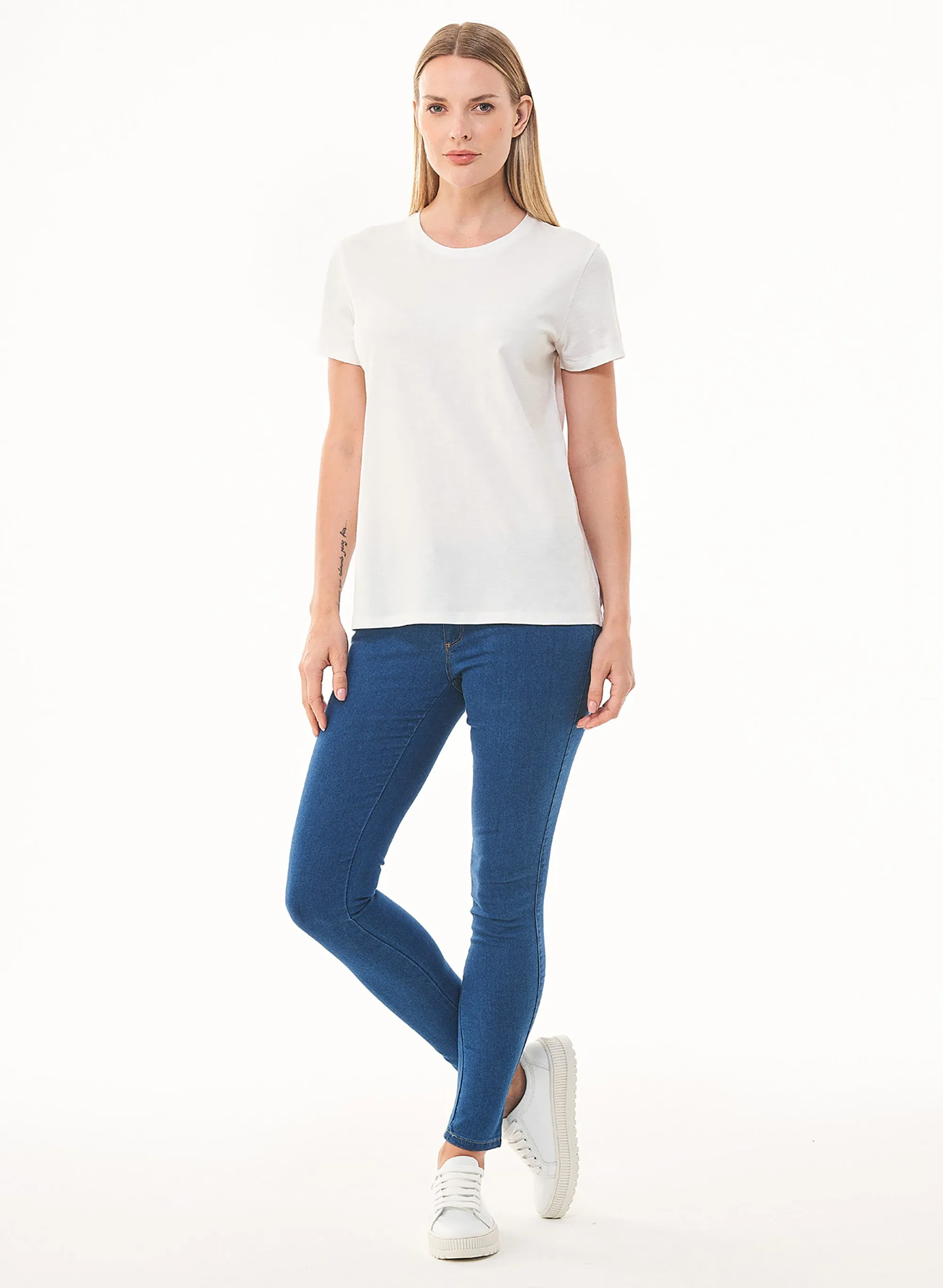 Women's Basic Round Neck T-Shirt Off White sold by Ivalo.com product image thumbnail 5