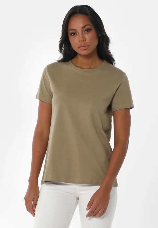 Women's Basic Round Neck T-Shirt Olive sold by Ivalo.com