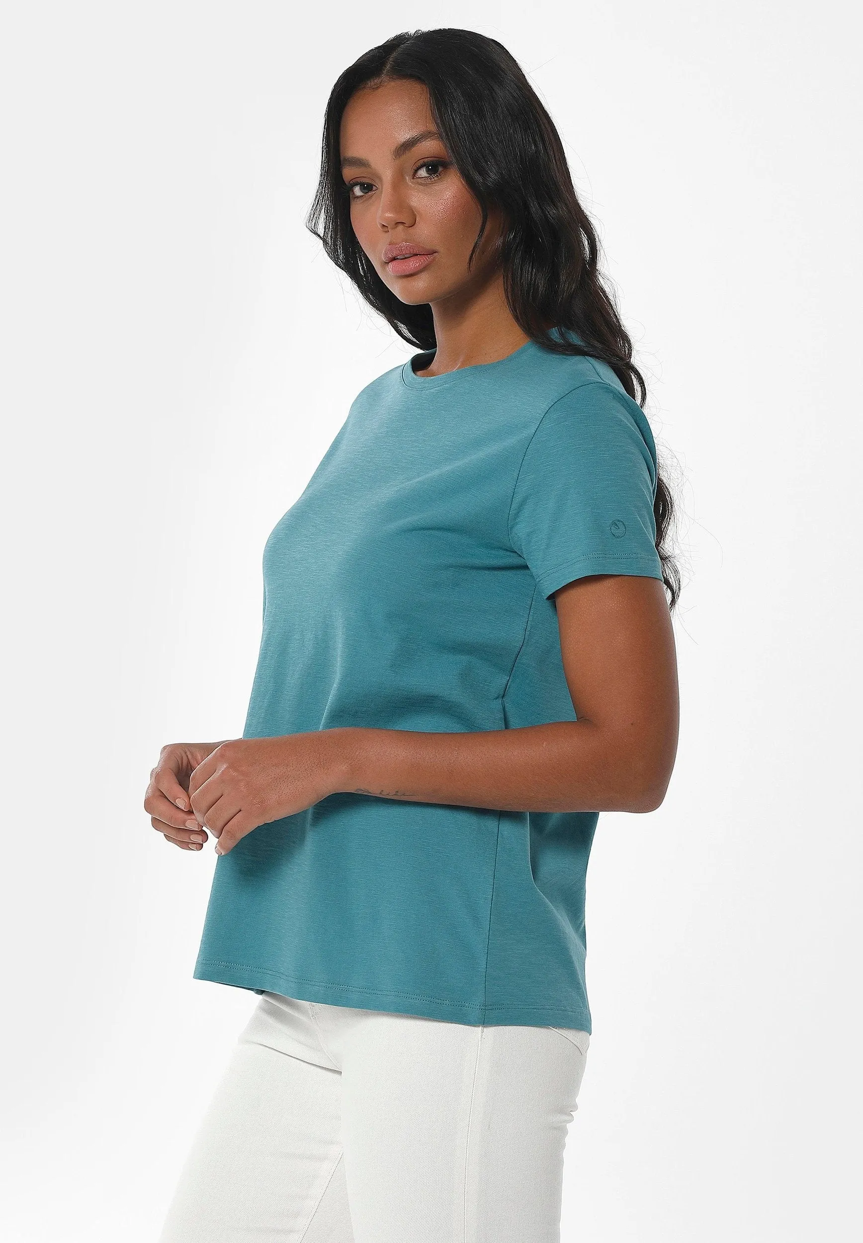 Women's Basic Round Neck T-Shirt Petrol Green sold by Ivalo.com product image thumbnail 4