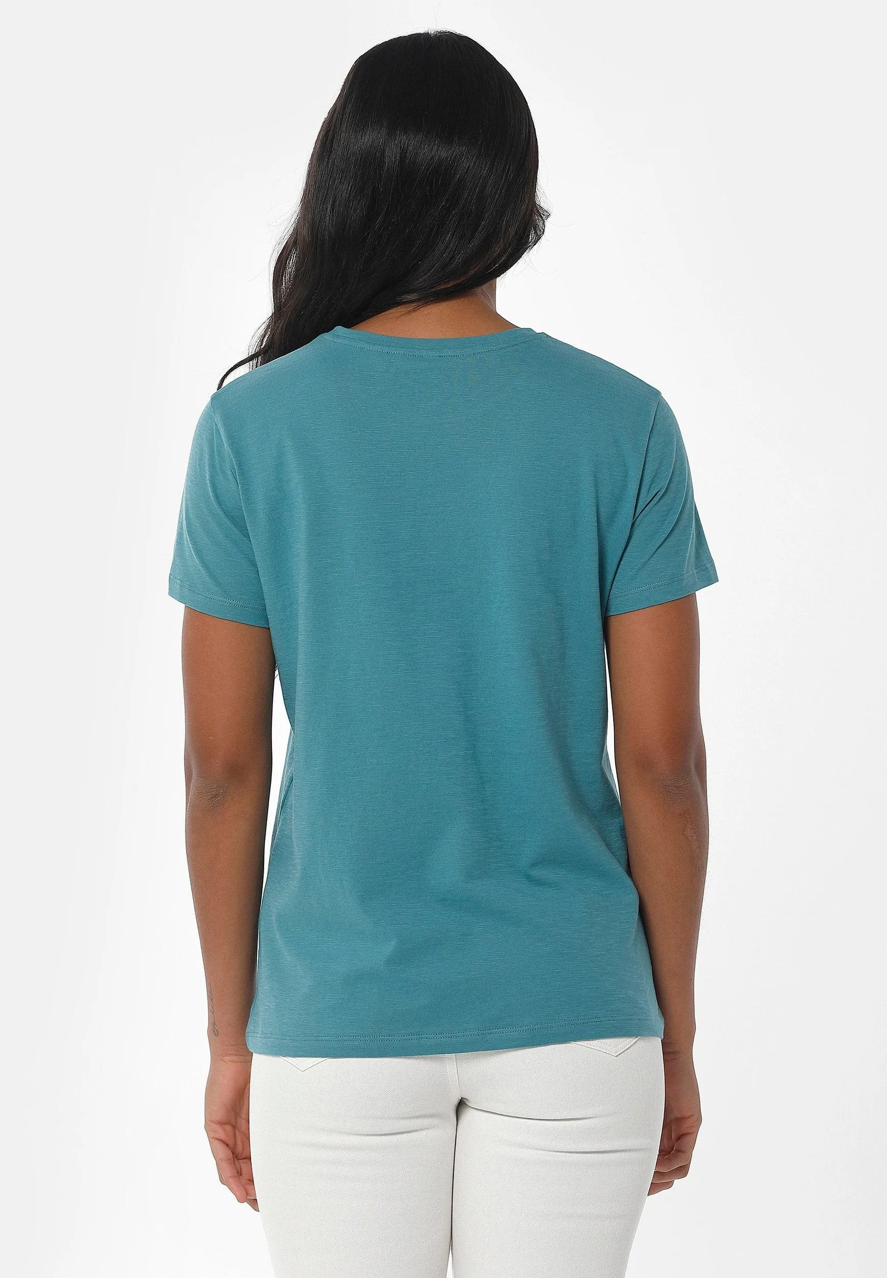 Women's Basic Round Neck T-Shirt Petrol Green sold by Ivalo.com product image thumbnail 2