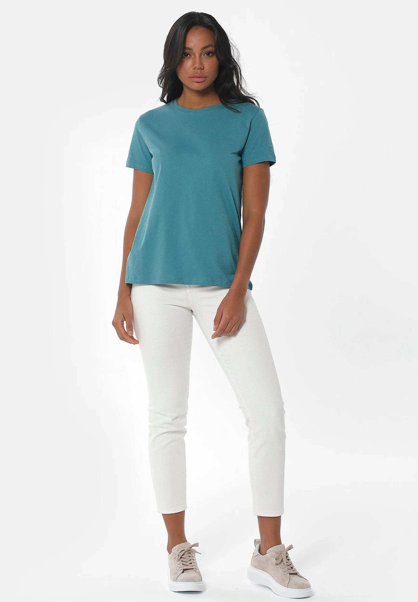 Women's Basic Round Neck T-Shirt Petrol Green sold by Ivalo.com product image thumbnail 3
