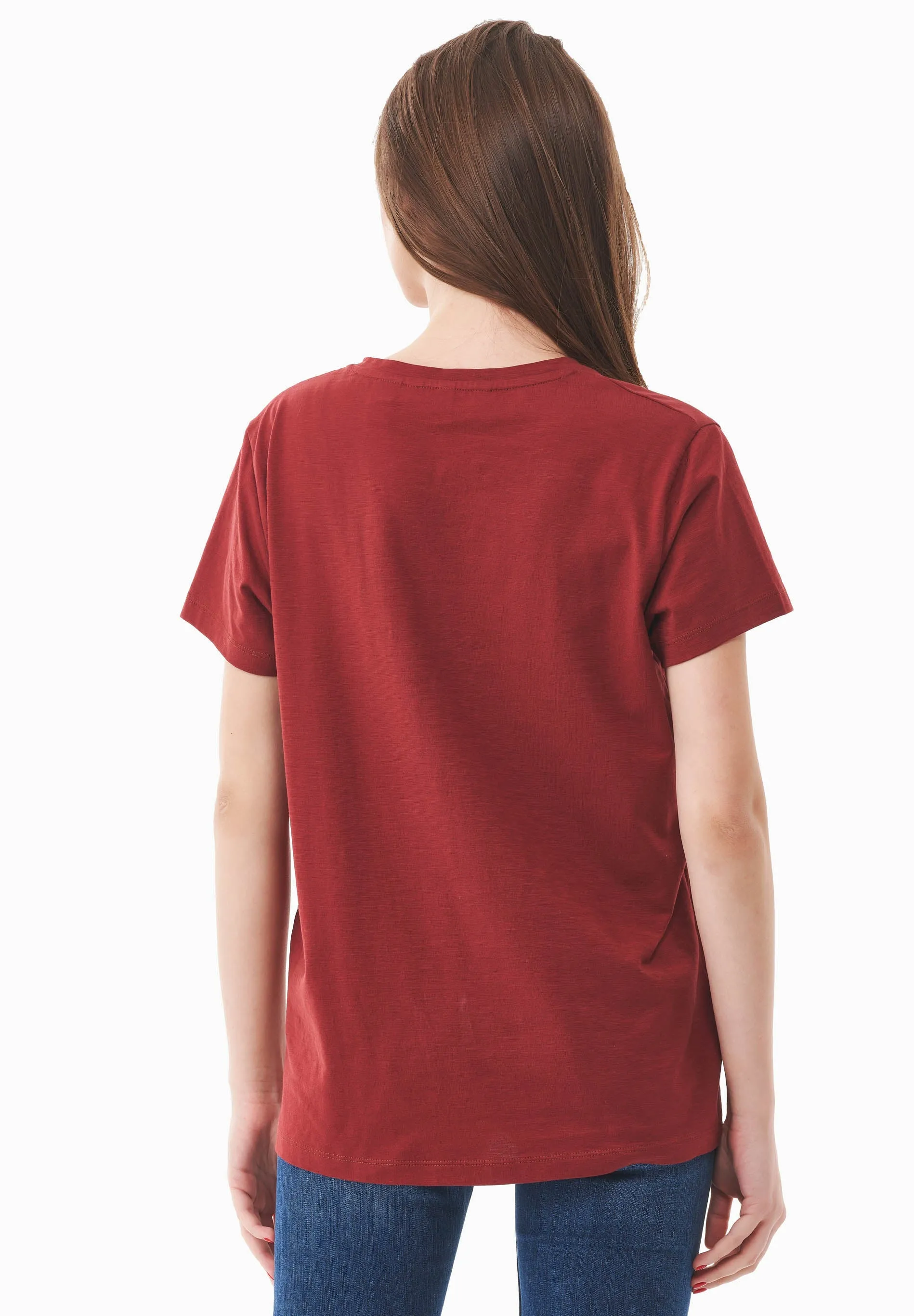 Women's Basic Round Neck T-Shirt Merlot sold by Ivalo.com product image thumbnail 2