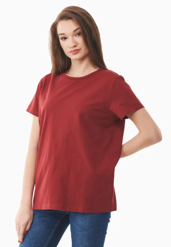 Women's Basic Round Neck T-Shirt Merlot sold by Ivalo.com