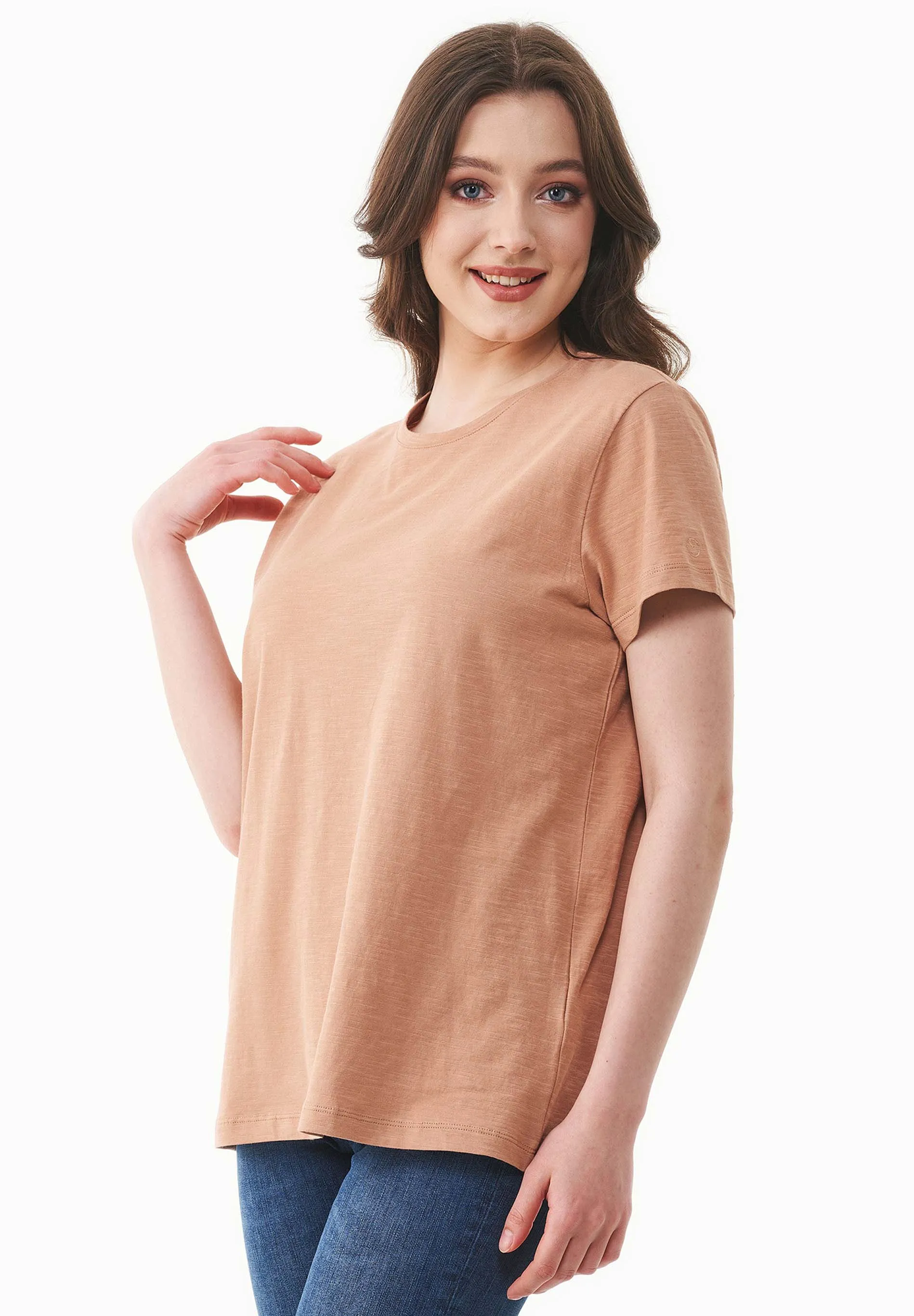 Women's Basic Round Neck T-Shirt Tan sold by Ivalo.com product image thumbnail 3