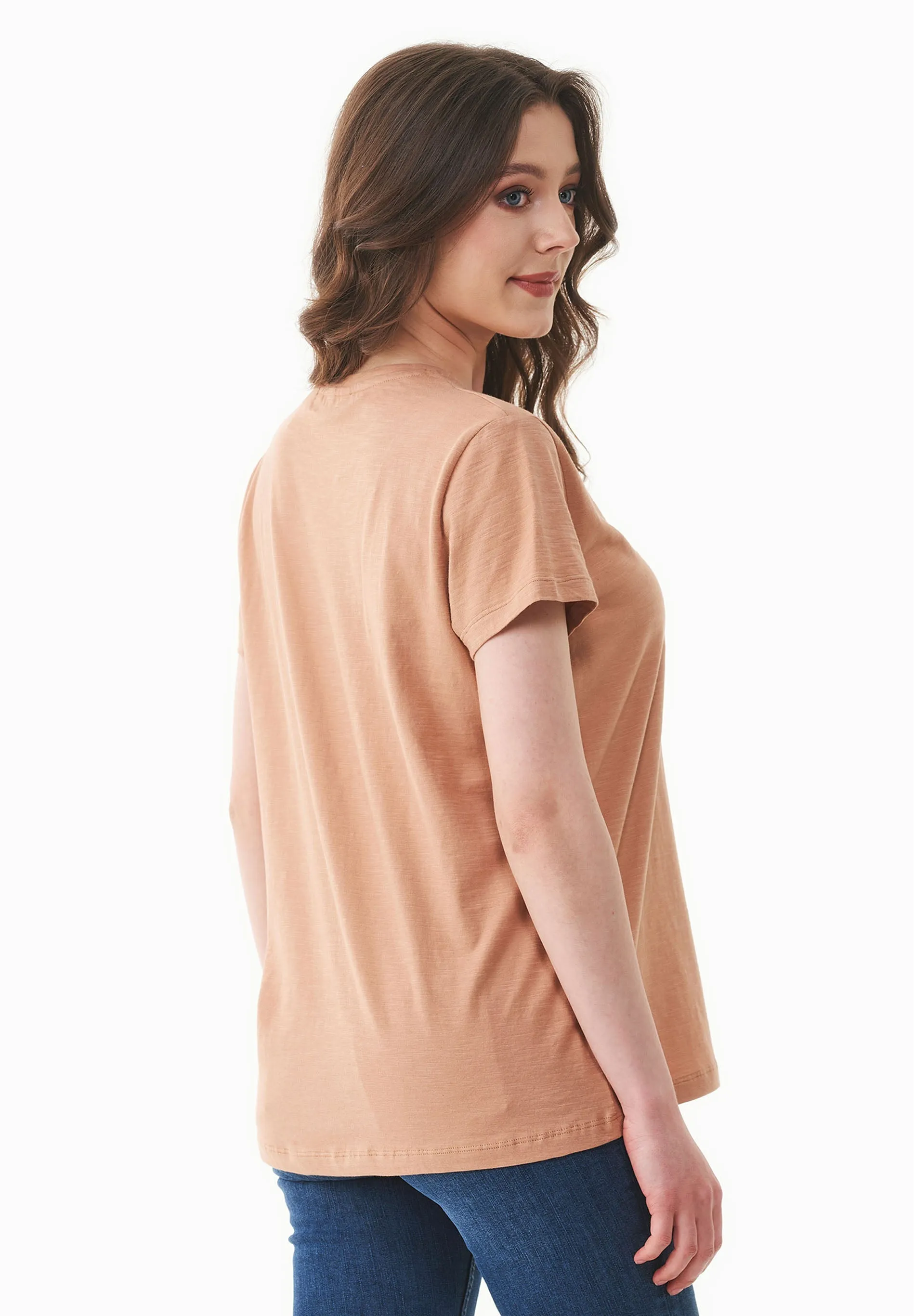 Women's Basic Round Neck T-Shirt Tan sold by Ivalo.com product image thumbnail 2