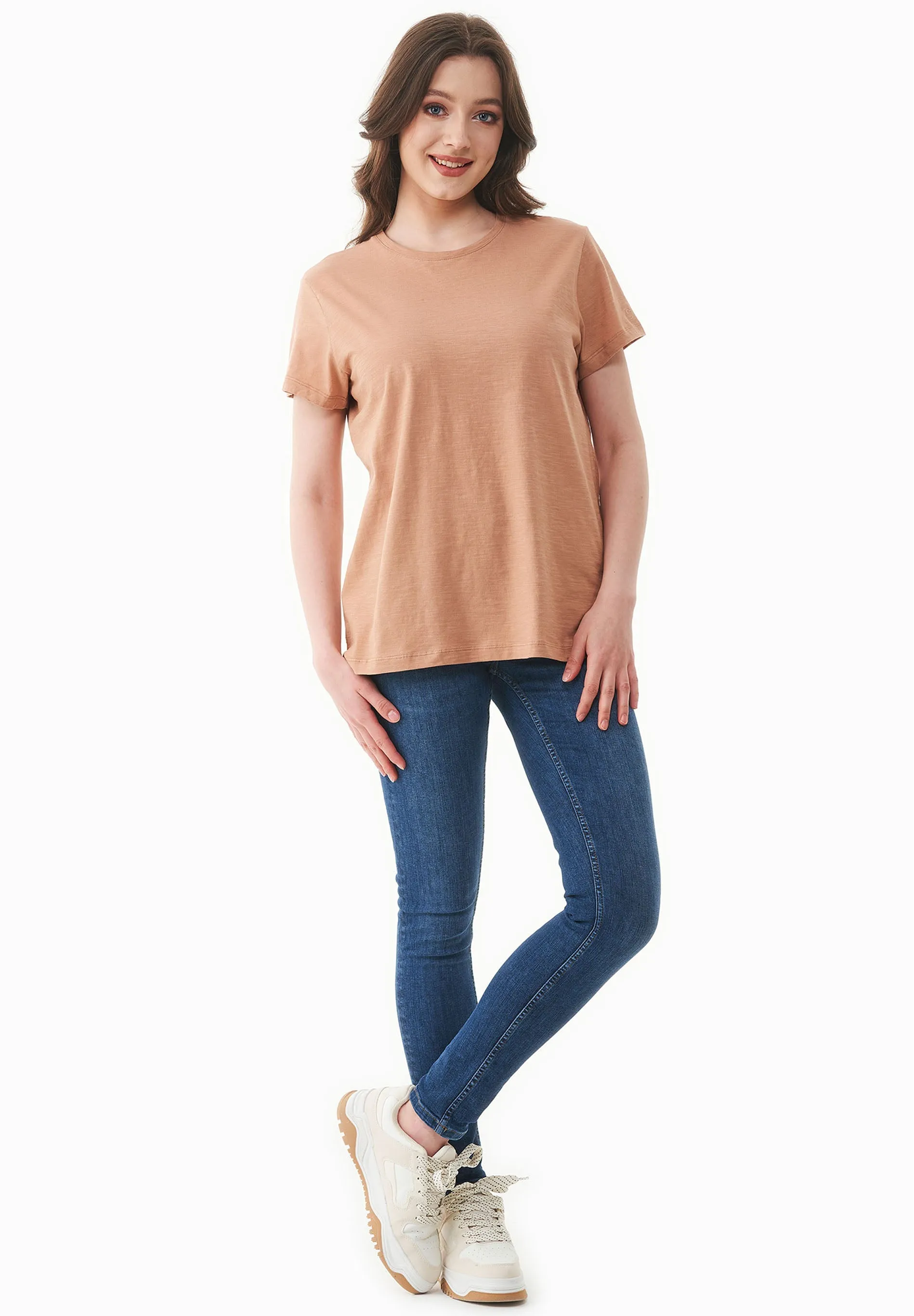 Women's Basic Round Neck T-Shirt Tan sold by Ivalo.com product image thumbnail 4