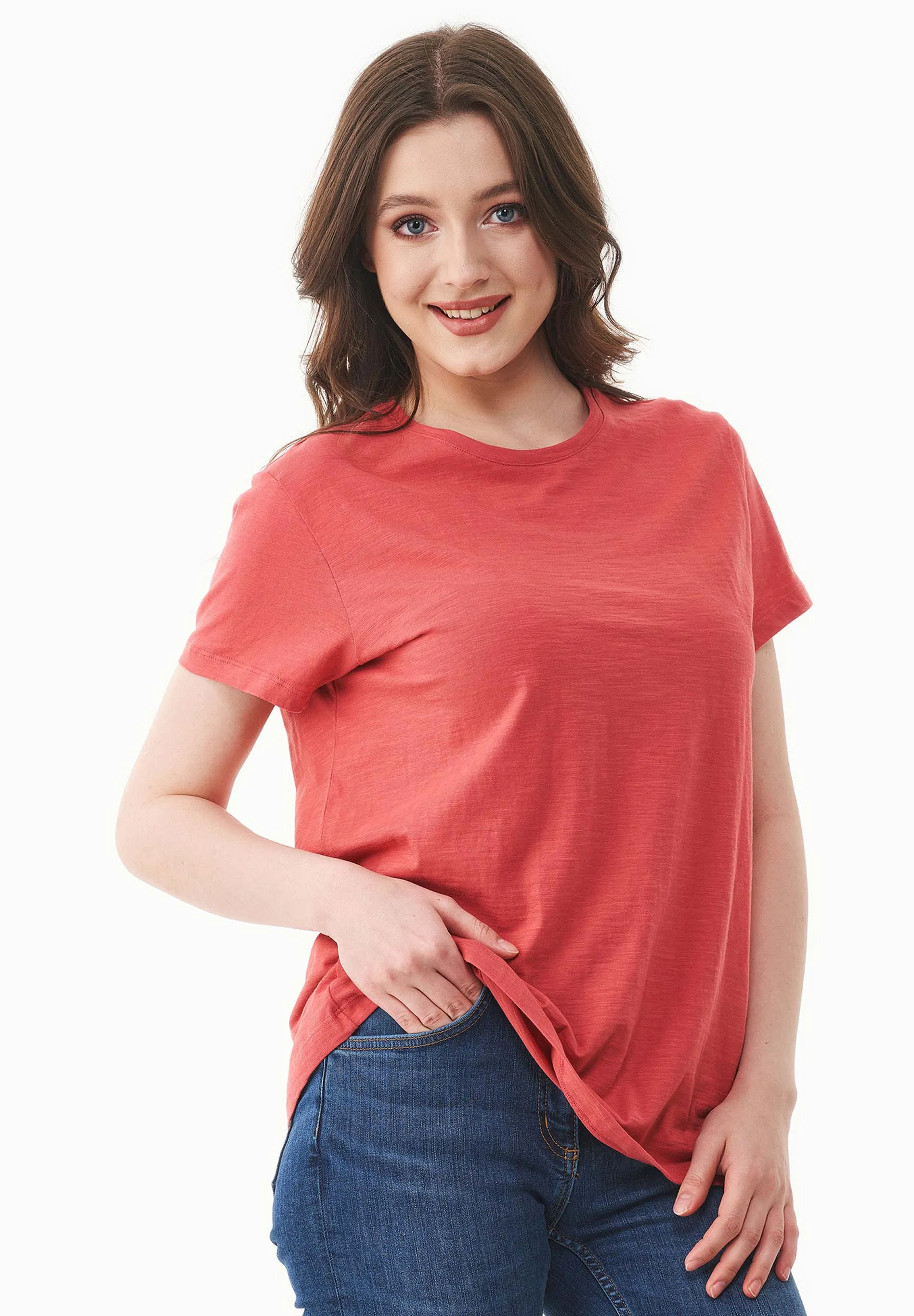 Women's Basic Round Neck T-Shirt Radiant Red sold by Ivalo.com product image thumbnail 4