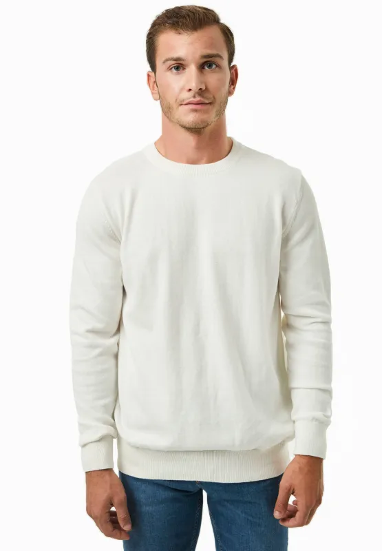 Men's Round Neck Organic Cotton Sweater Off White sold by Ivalo.com