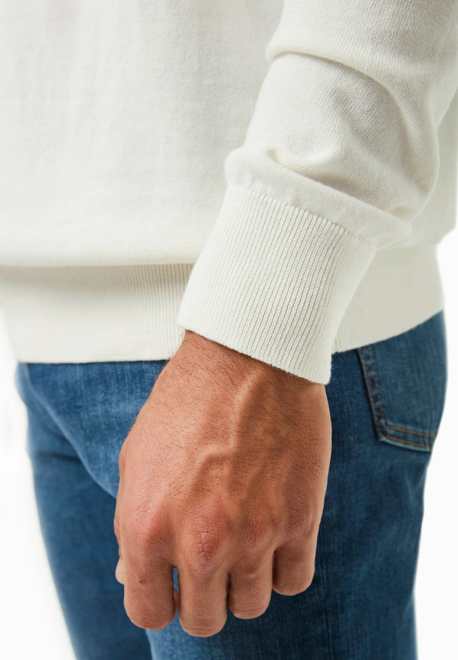 Men's Round Neck Organic Cotton Sweater Off White sold by Ivalo.com product image thumbnail 5