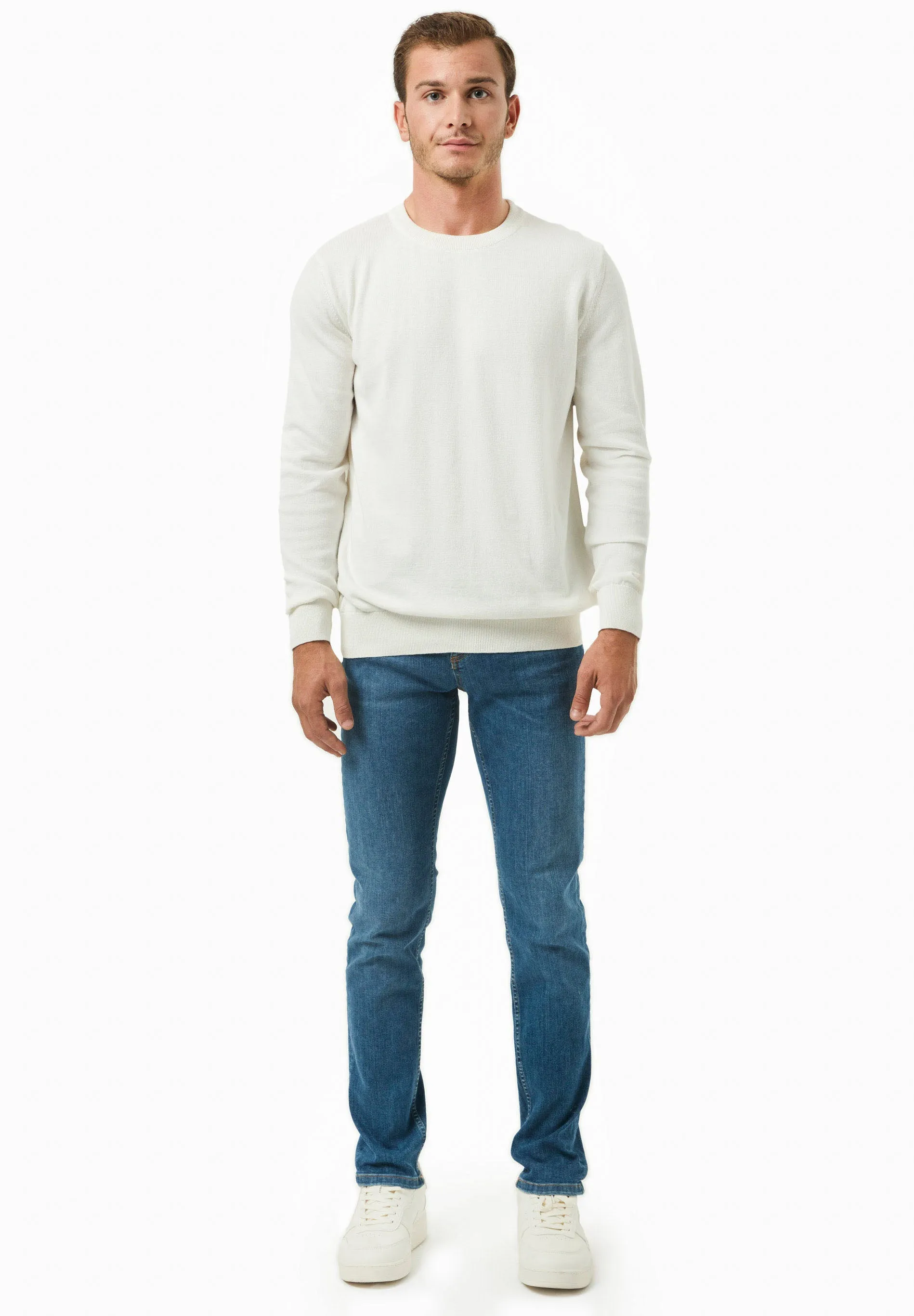 Men's Round Neck Organic Cotton Sweater Off White sold by Ivalo.com product image thumbnail 3