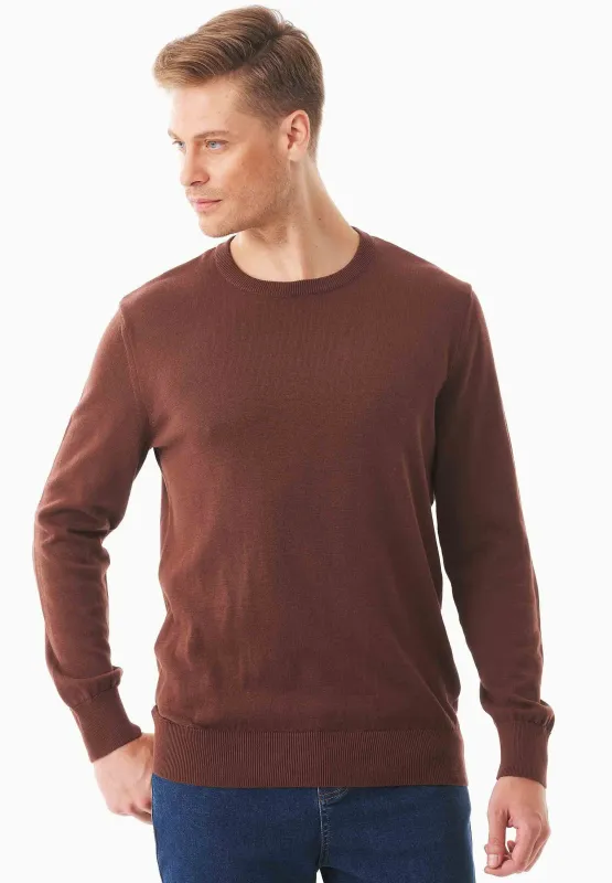 Men's Round Neck Organic Cotton Sweater Radical Brown sold by Ivalo.com