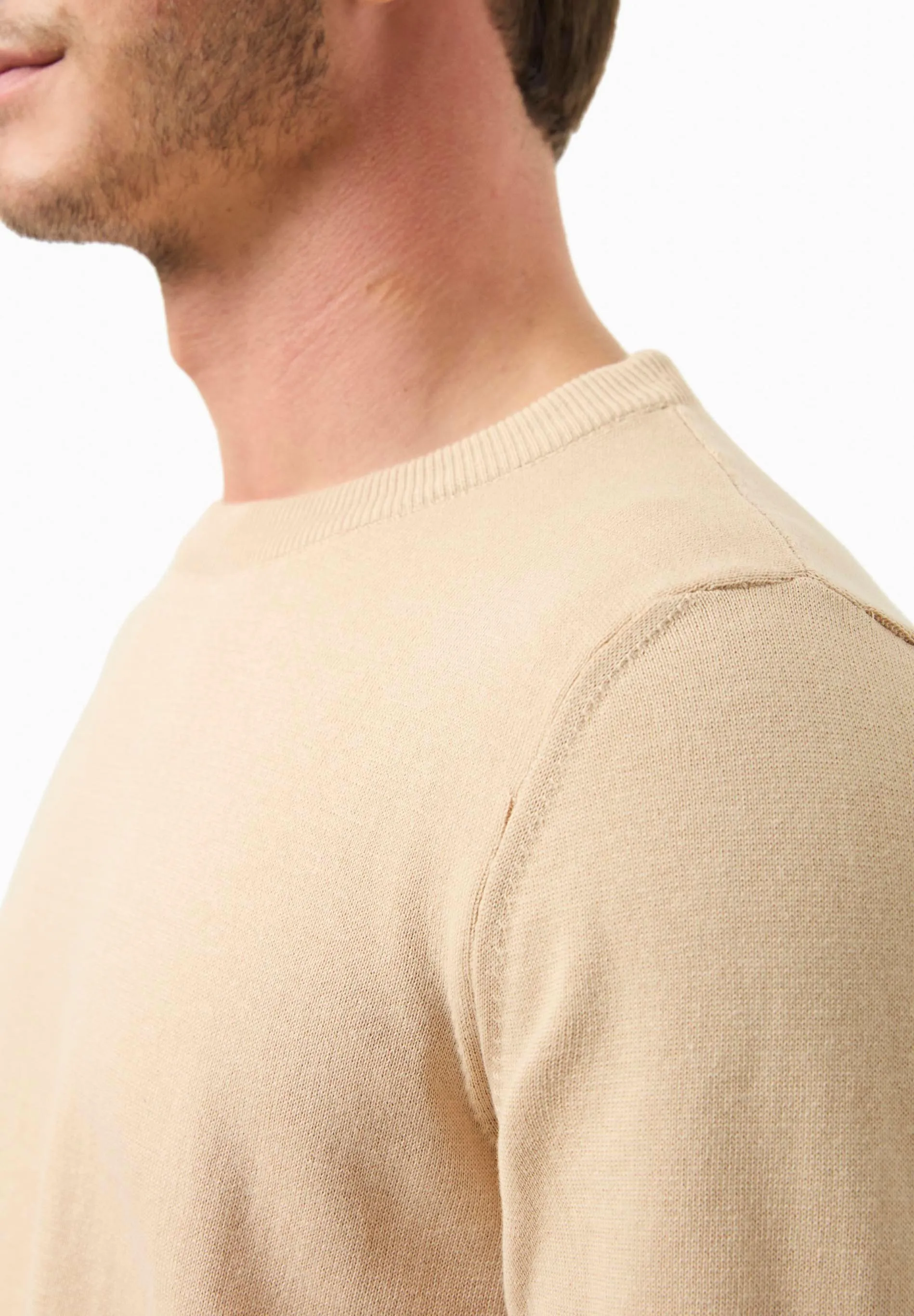Men's Round Neck Organic Cotton Sweater Beige sold by Ivalo.com product image thumbnail 5