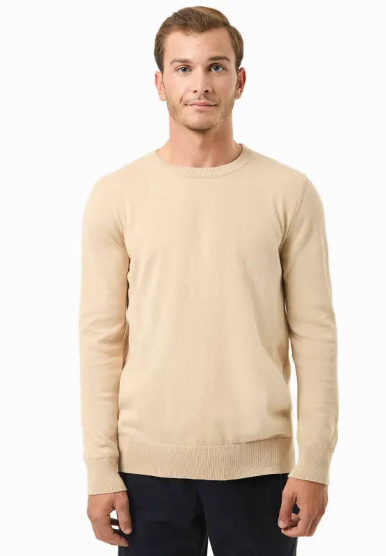 Men's Round Neck Organic Cotton Sweater Beige sold by Ivalo.com