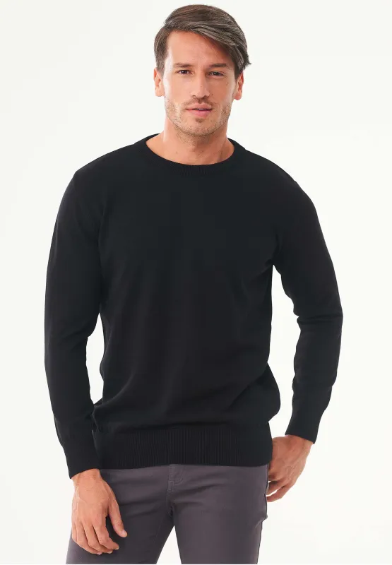 Men's Round Neck Organic Cotton Sweater Black sold by Ivalo.com