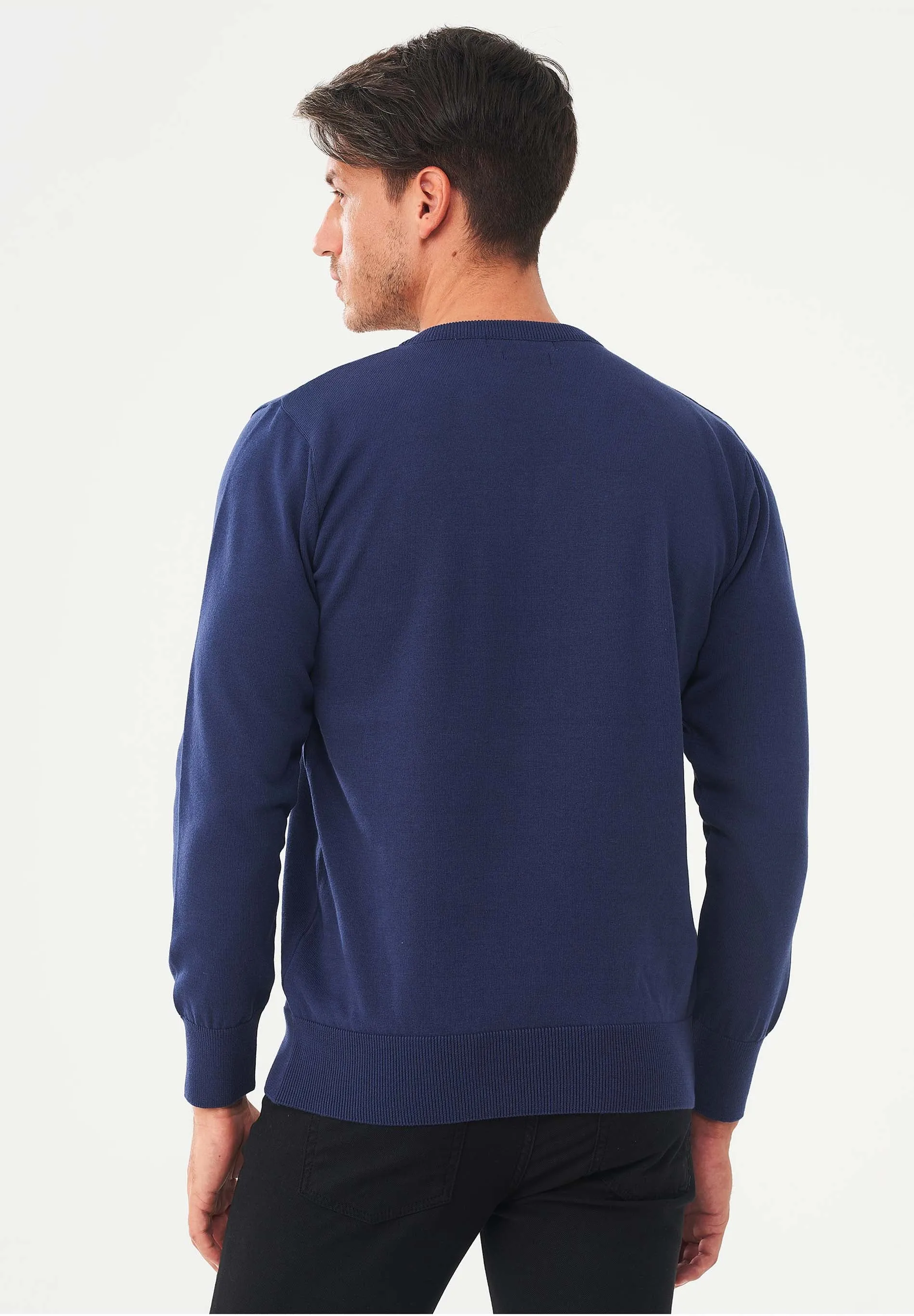 Men's V-Neck Organic Cotton Sweater Navy sold by Ivalo.com product image thumbnail 2