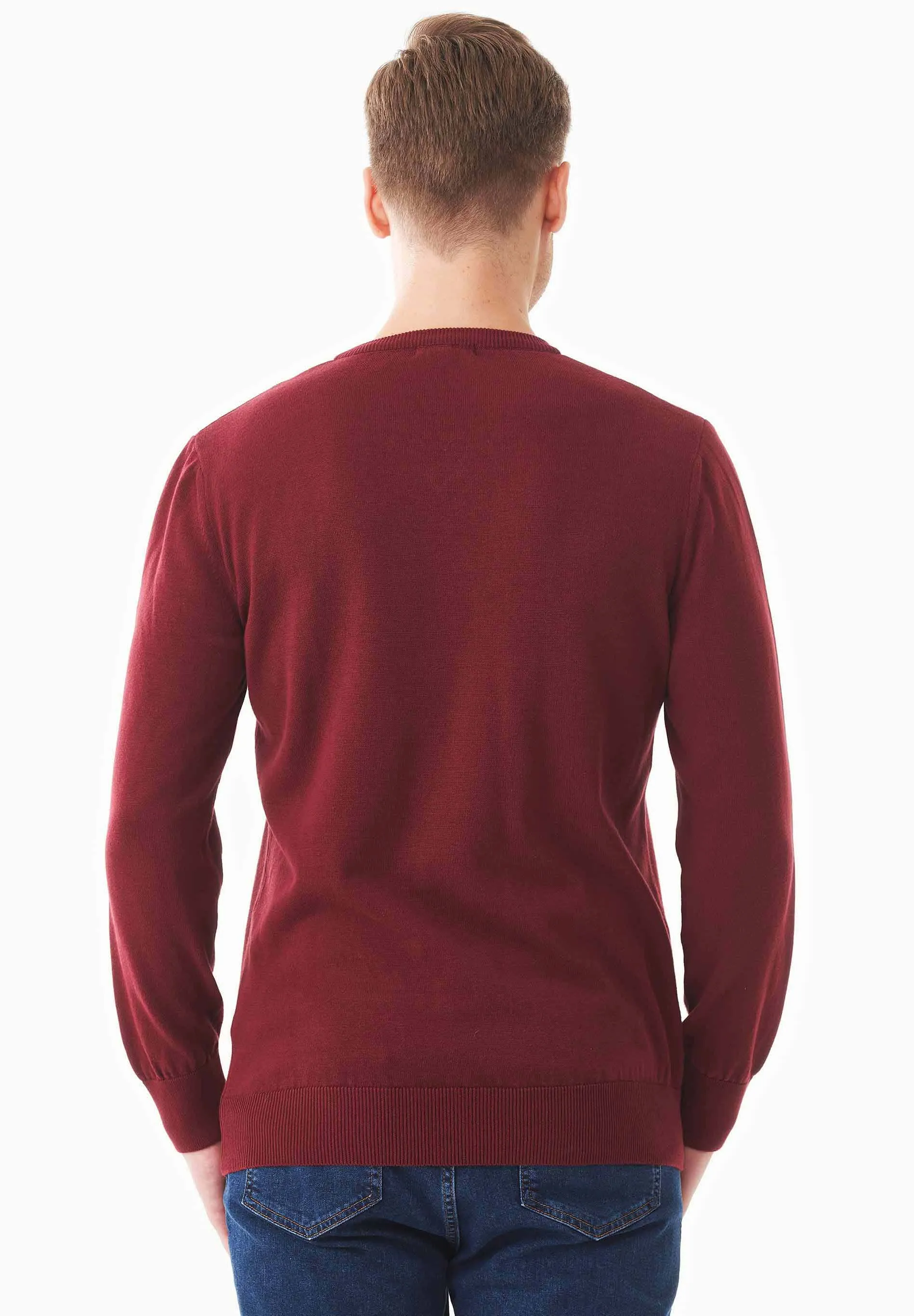 Men's V-Neck Organic Cotton Sweater Syrah Red sold by Ivalo.com product image thumbnail 2