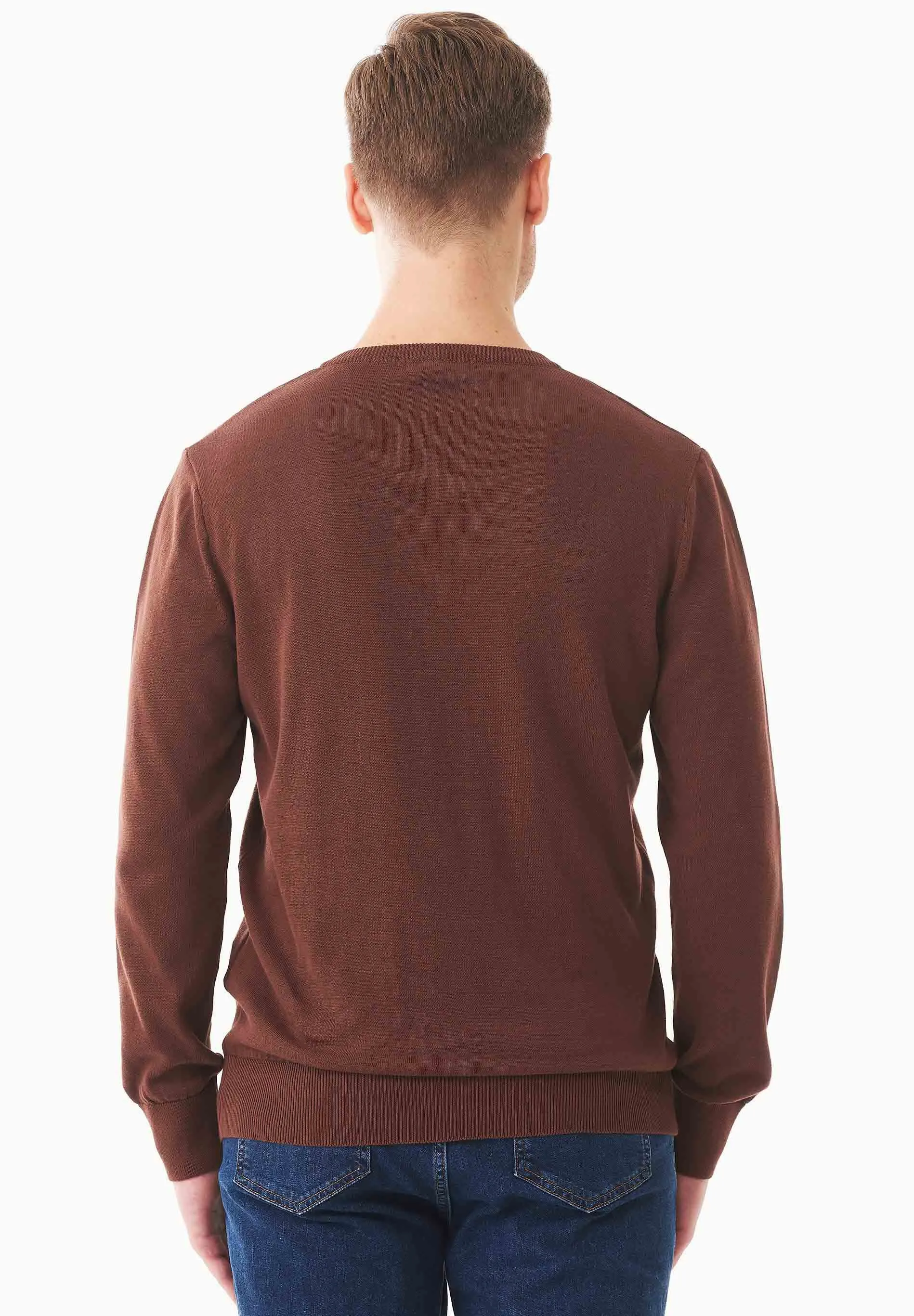 Men's V-Neck Organic Cotton Sweater Radical Brown sold by Ivalo.com product image thumbnail 2