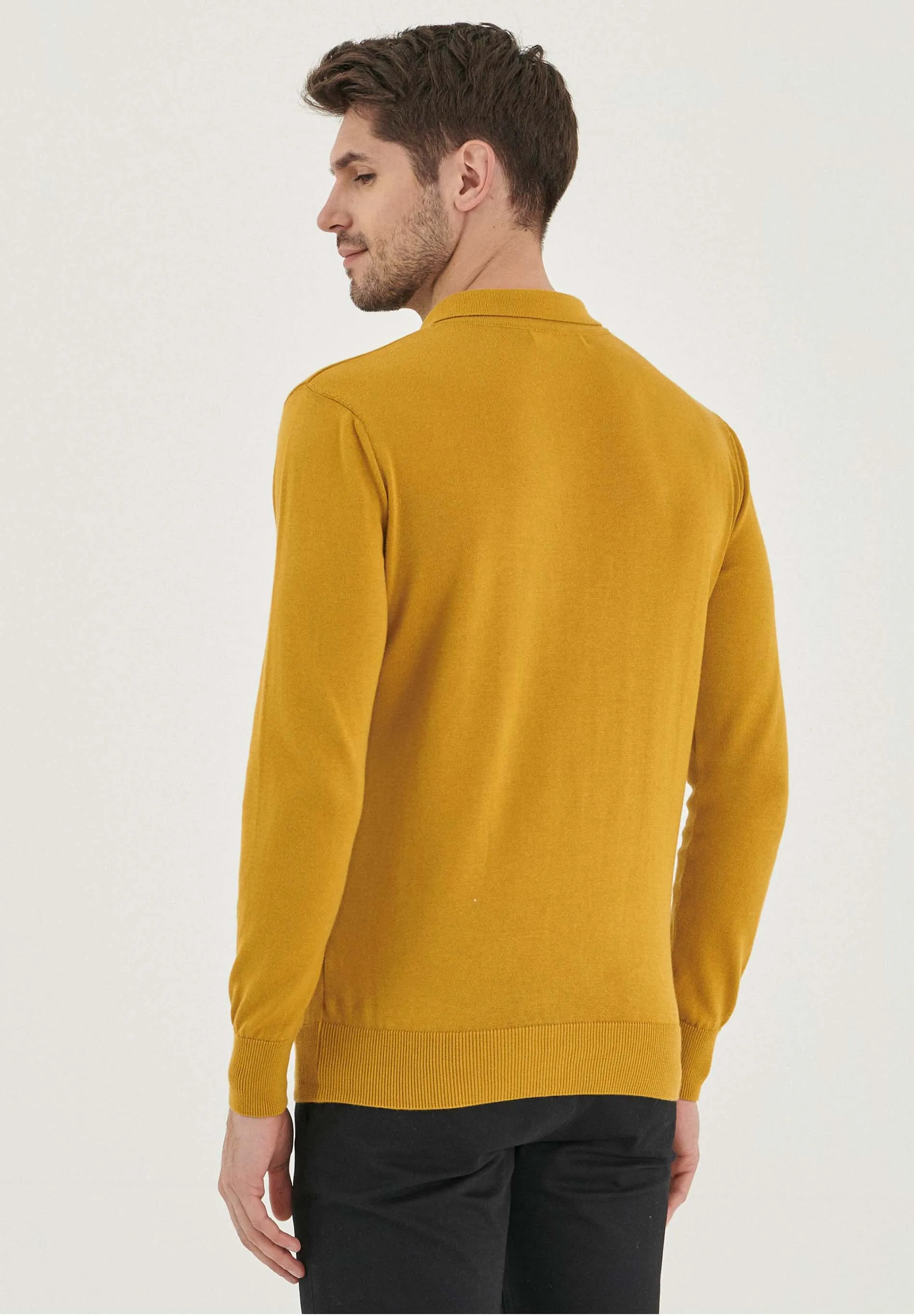 Men's Polo Collar Knit Sweater Olive Oil sold by Ivalo.com product image thumbnail 2