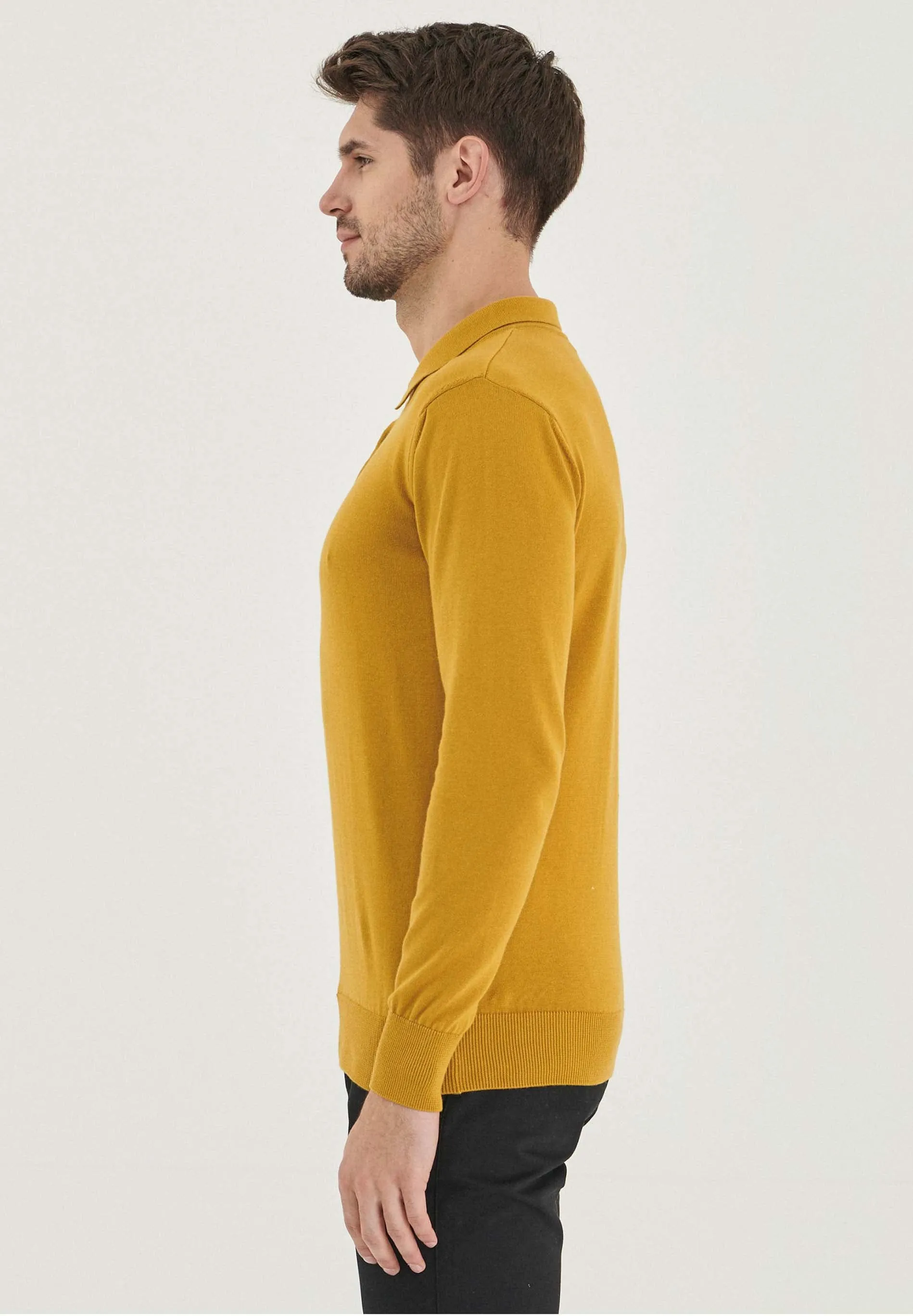 Men's Polo Collar Knit Sweater Olive Oil sold by Ivalo.com product image thumbnail 4