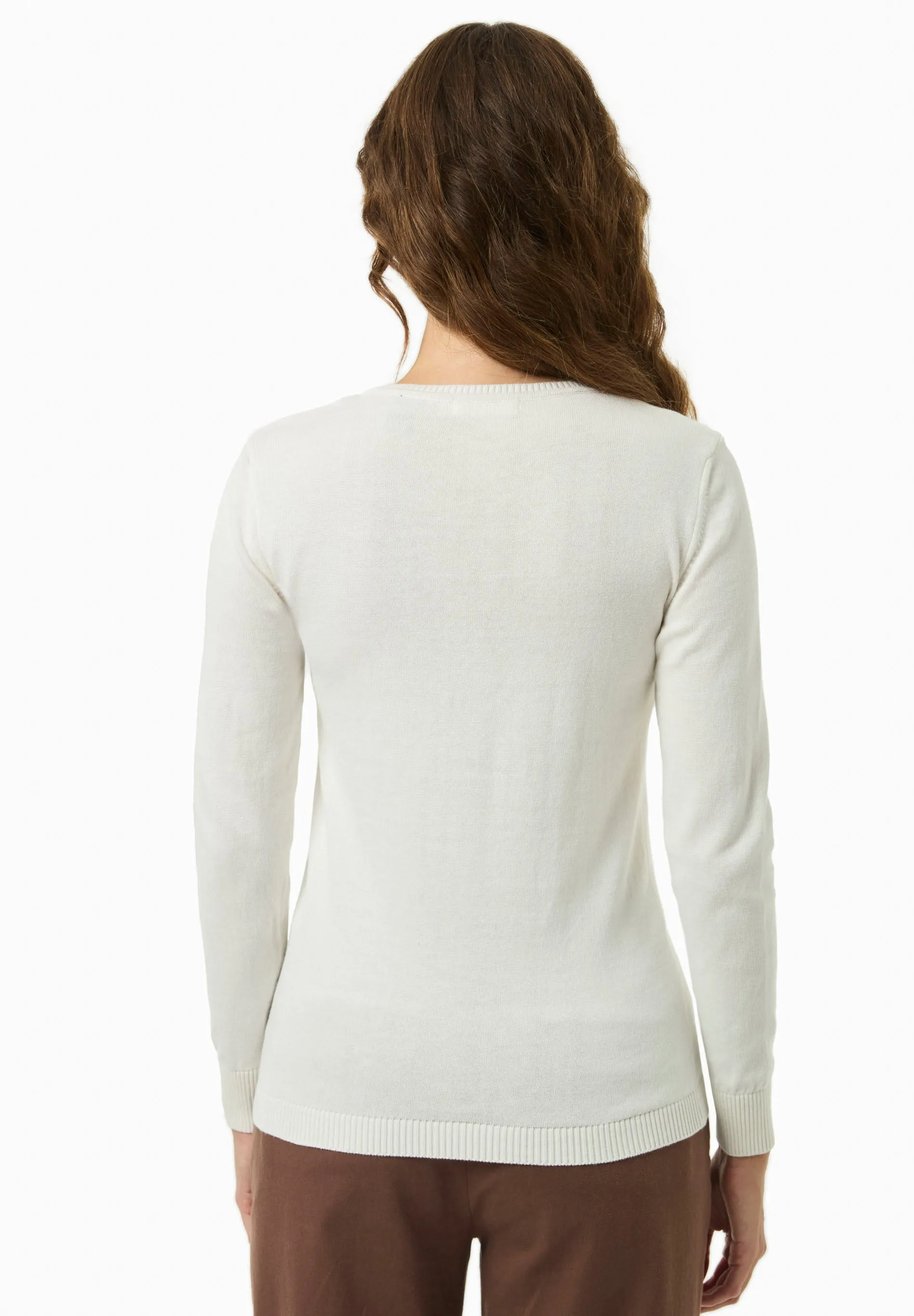 Women's Round Neck Organic Cotton Knit Off White sold by Ivalo.com product image thumbnail 2