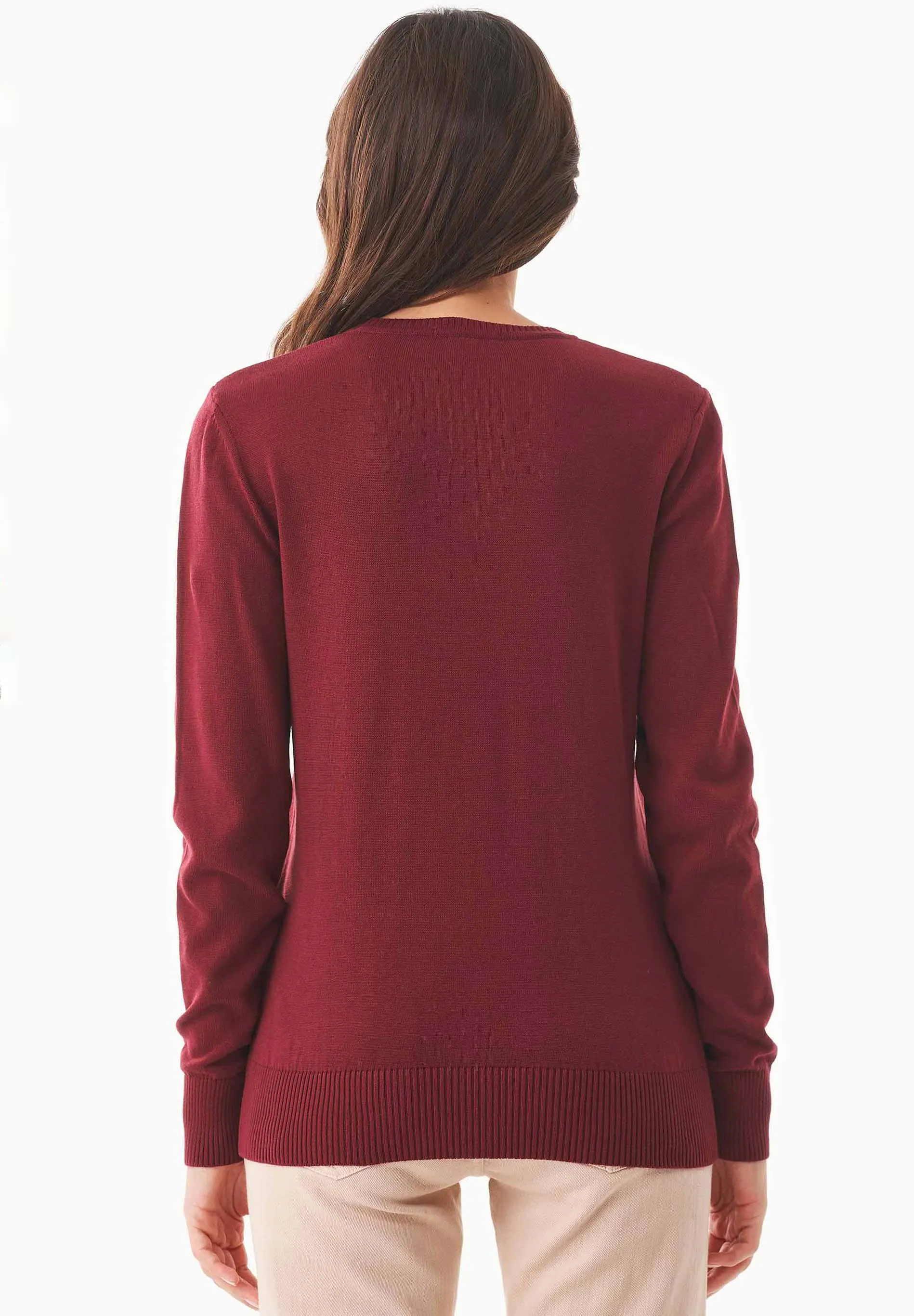 Women's Round Neck Organic Cotton Knit Syrah Red sold by Ivalo.com product image thumbnail 2