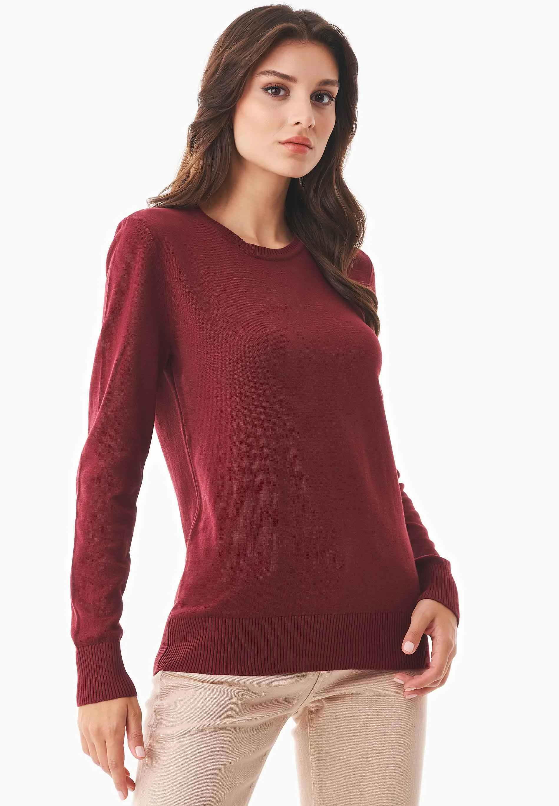 Women's Round Neck Organic Cotton Knit Syrah Red sold by Ivalo.com product image thumbnail 4