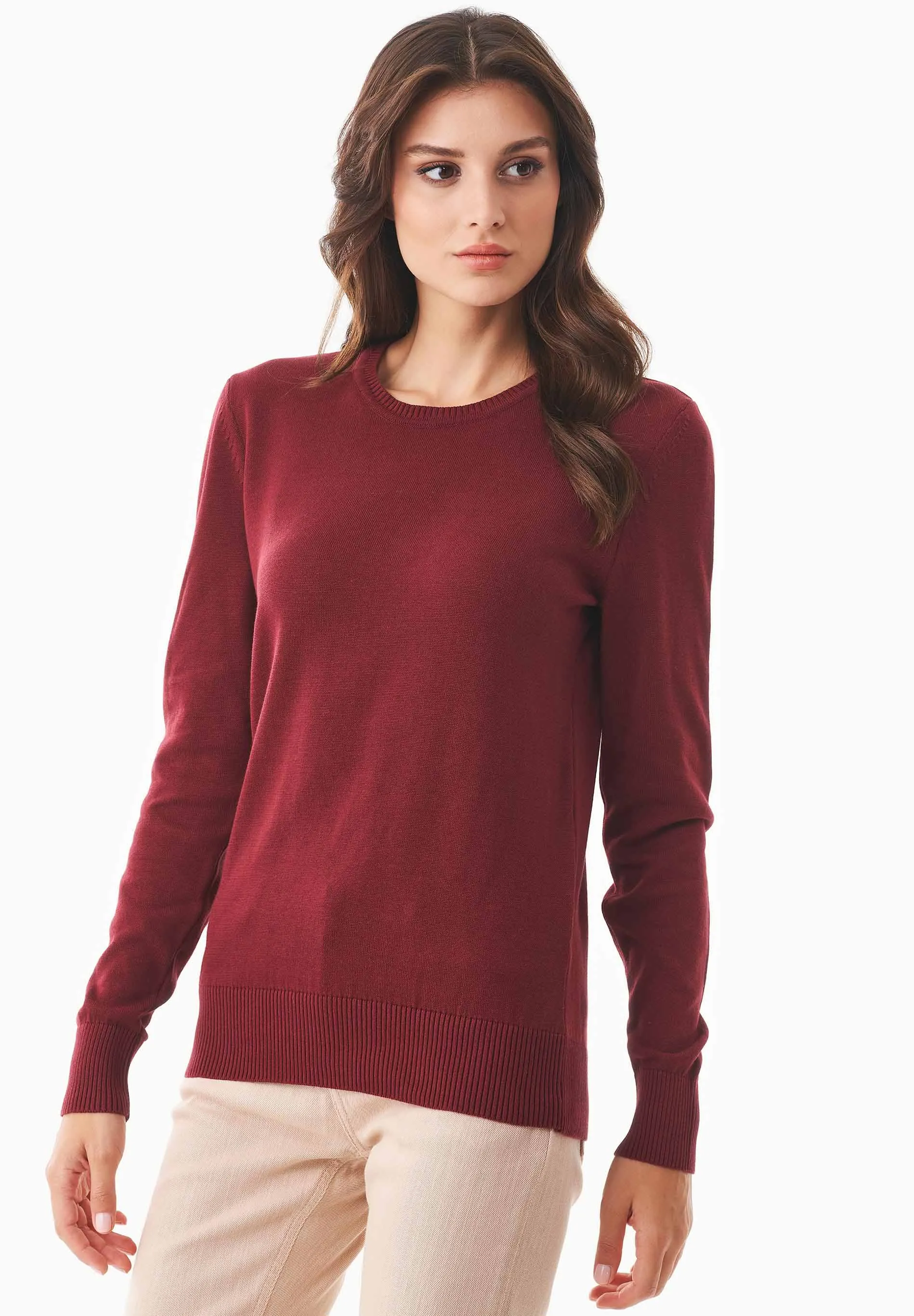 Women's Round Neck Organic Cotton Knit Syrah Red sold by Ivalo.com product image thumbnail 5