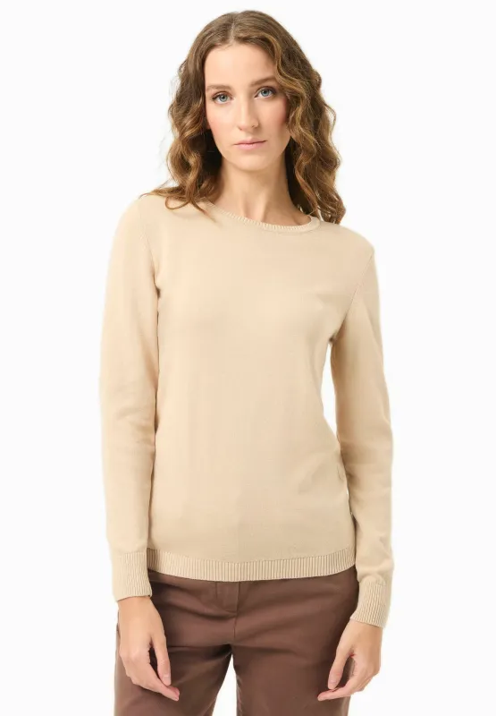 Women's Round Neck Organic Cotton Knit Beige sold by Ivalo.com