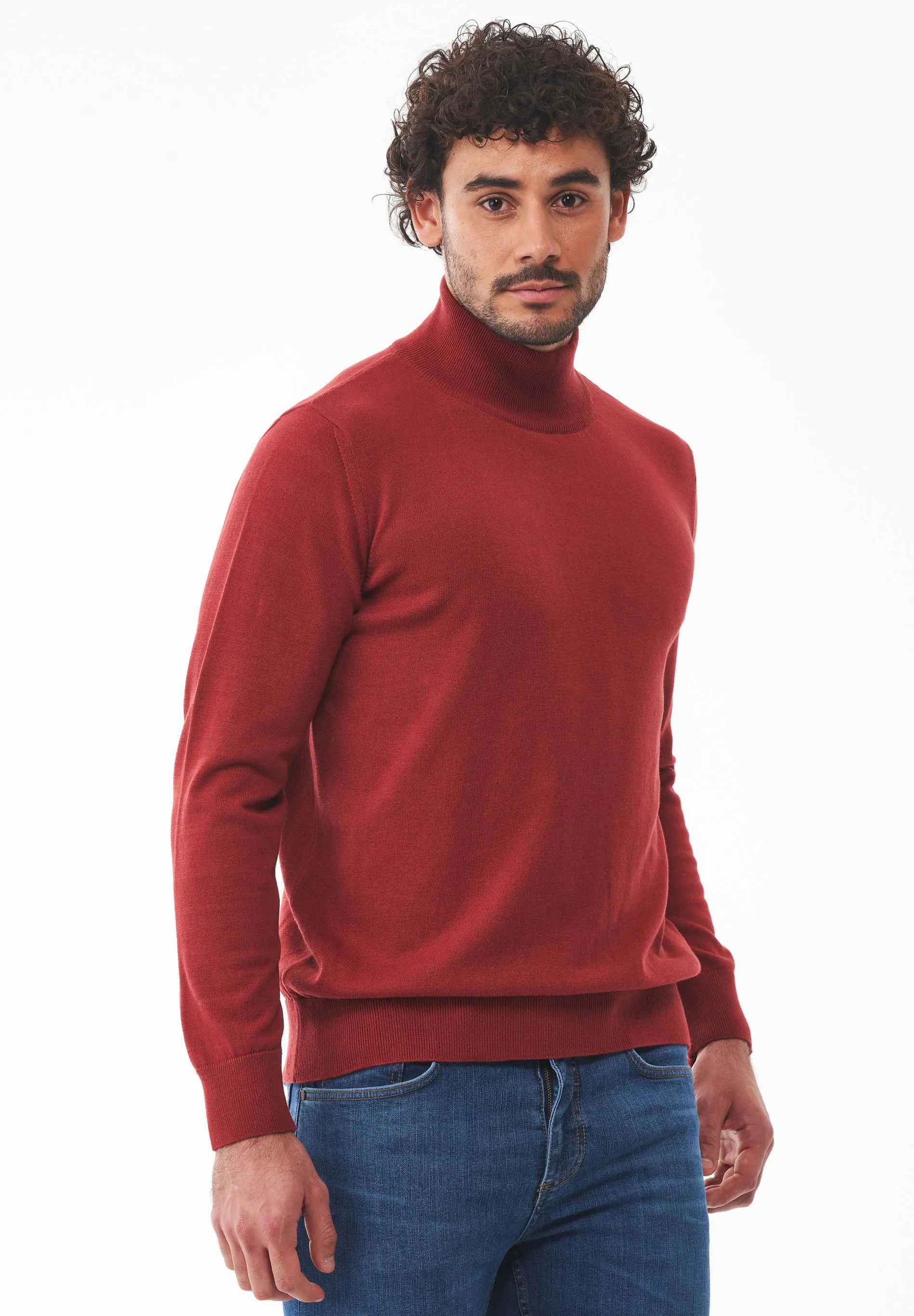 Men's Organic Cotton Turtleneck Sweater Merlot sold by Ivalo.com product image thumbnail 4
