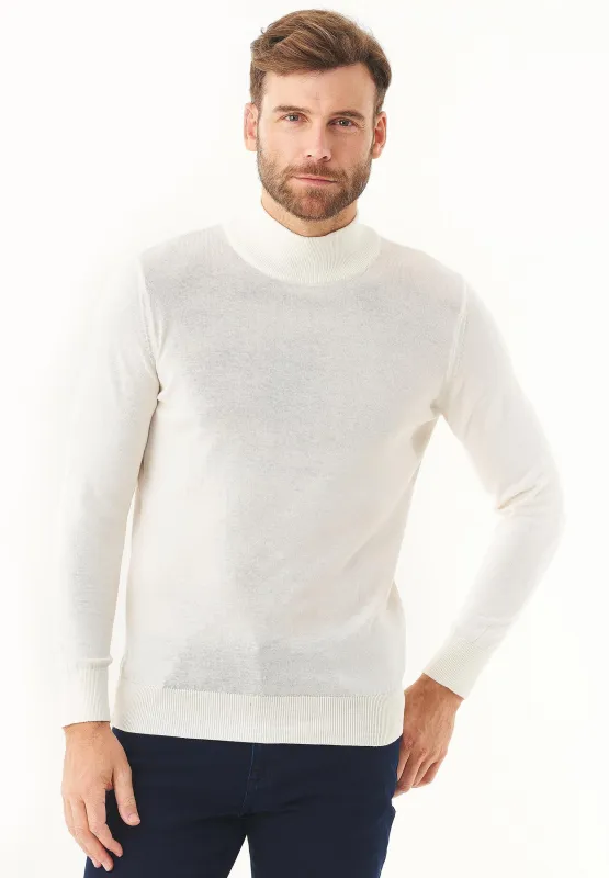 Men's Organic Cotton Turtleneck Sweater Off White sold by Ivalo.com