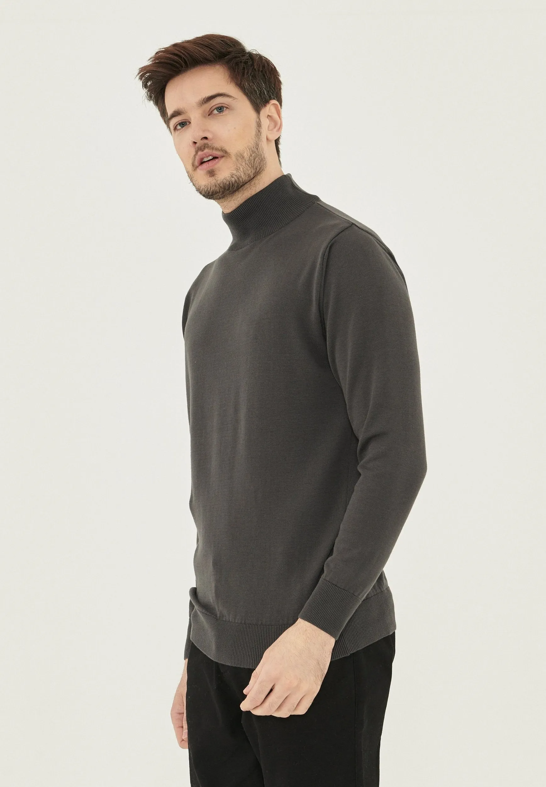 Men's Organic Cotton Turtleneck Sweater Asphalt sold by Ivalo.com product image thumbnail 4