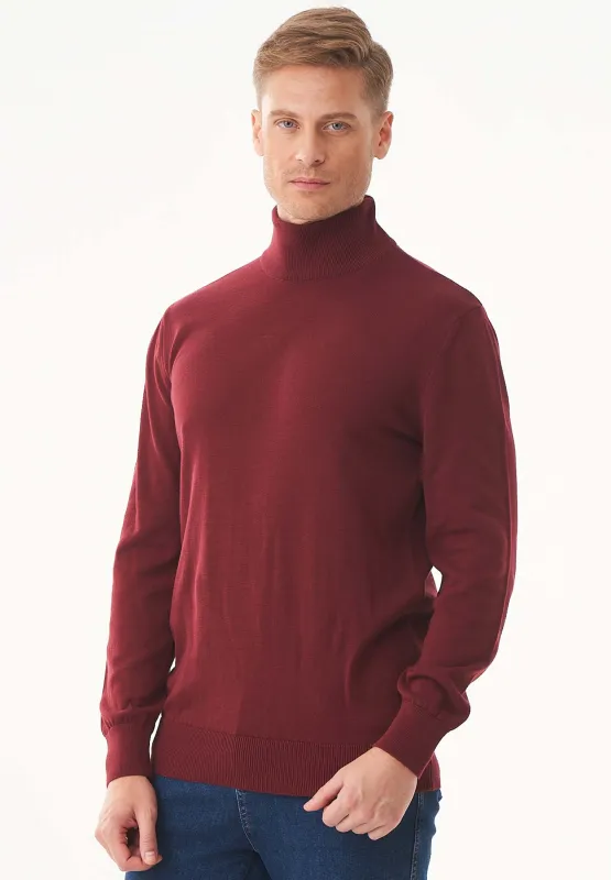 Men's Organic Cotton Turtleneck Sweater Syrah Red sold by Ivalo.com