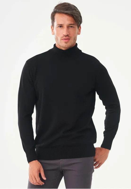 Men's Organic Cotton Turtleneck Sweater Black sold by Ivalo.com