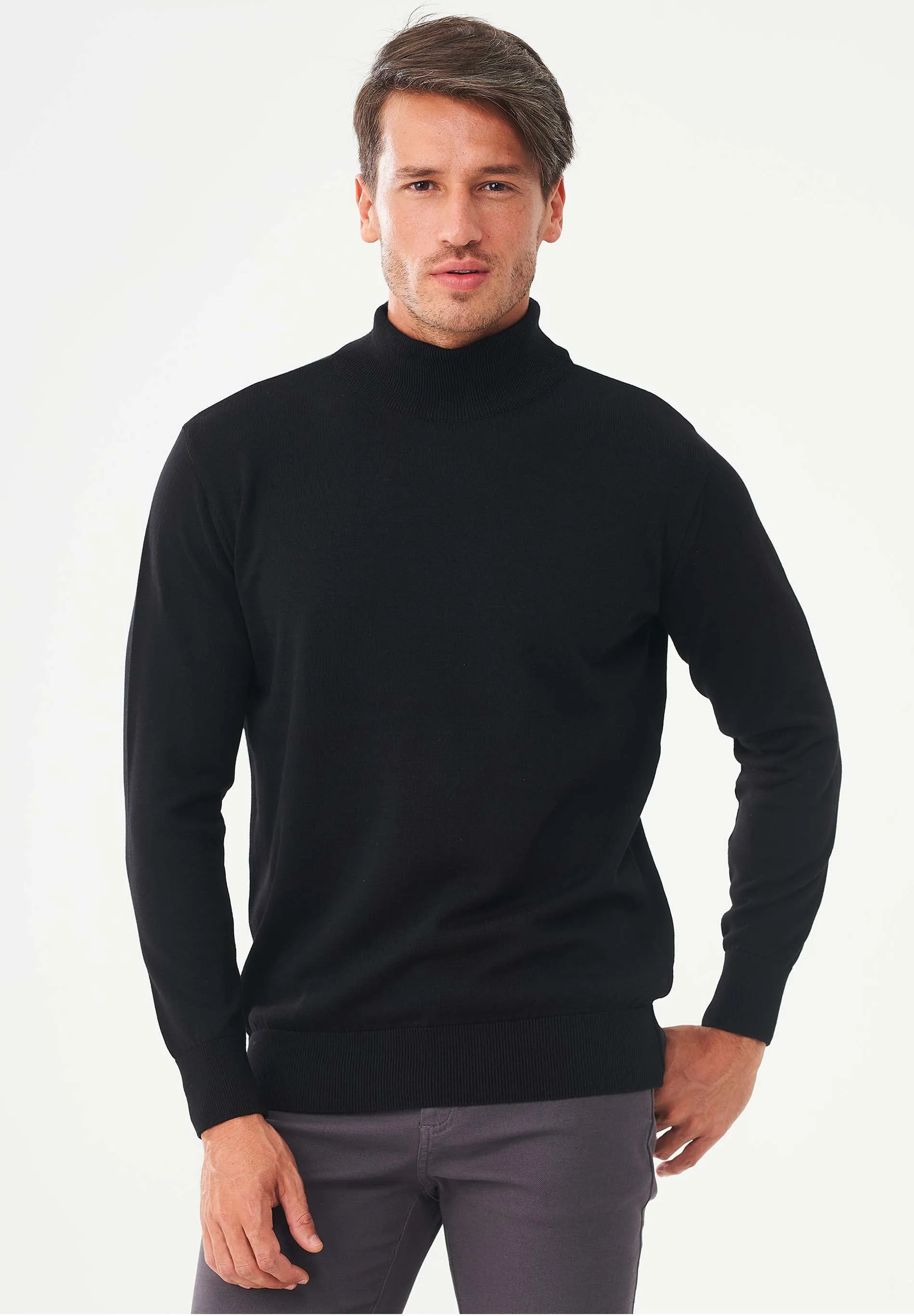 Men's Organic Cotton Turtleneck Sweater Black sold by Ivalo.com