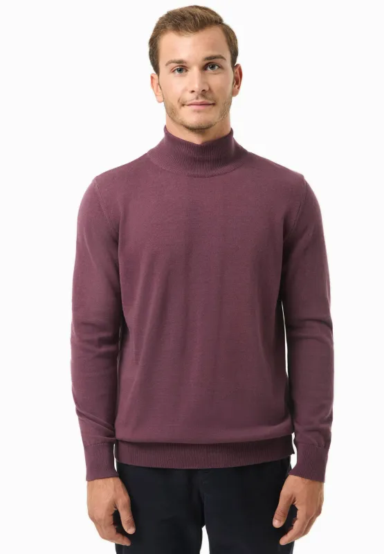 Men's Organic Cotton Turtleneck Sweater Dark Fig sold by Ivalo.com