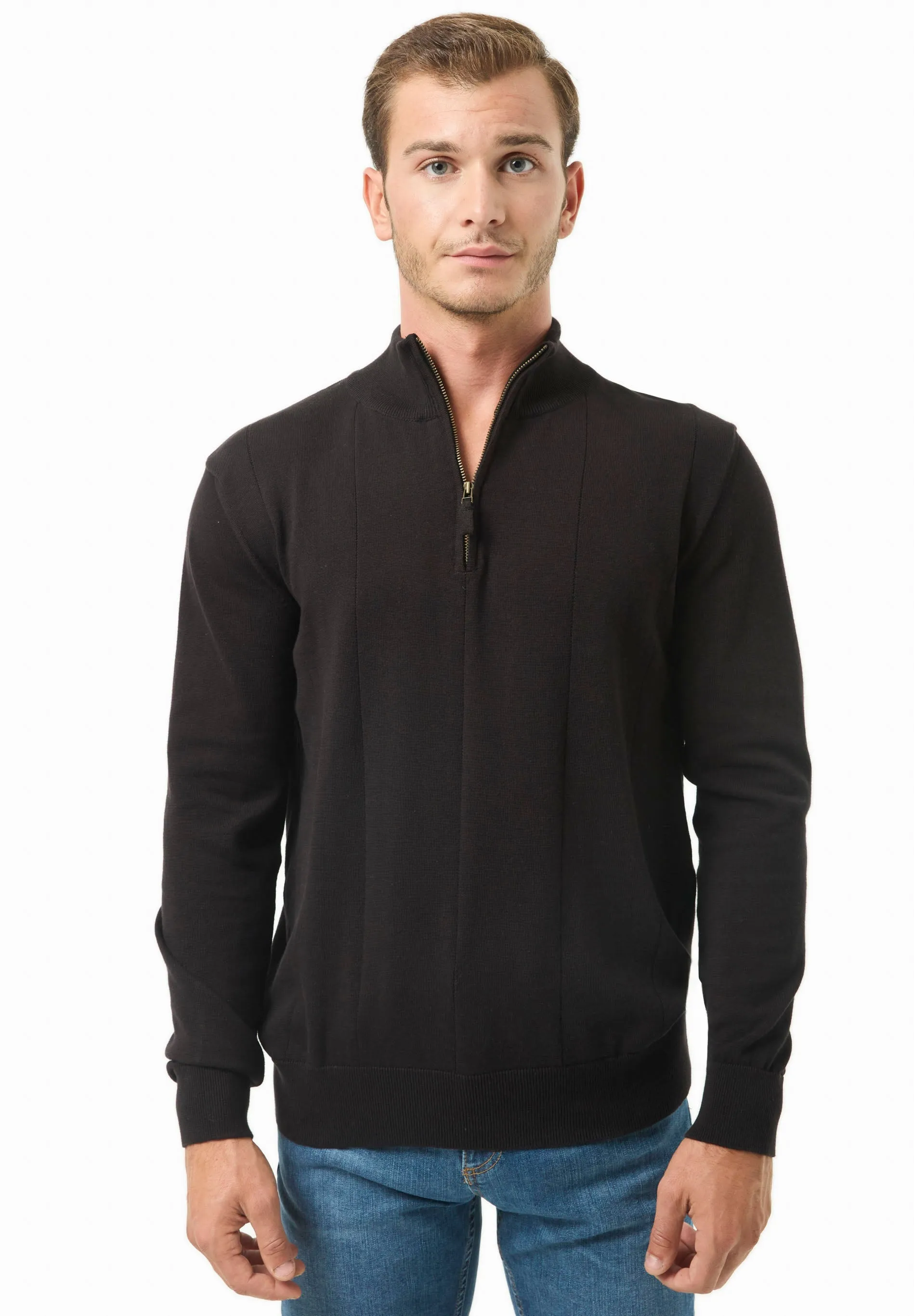 Men's Troyer Zip Sweater Black sold by Ivalo.com