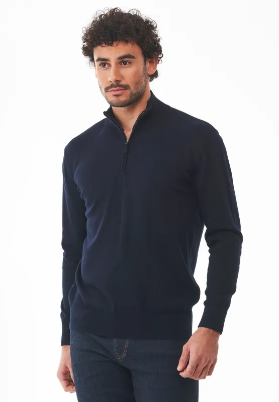 Men's Troyer Zip Sweater Dark Navy sold by Ivalo.com