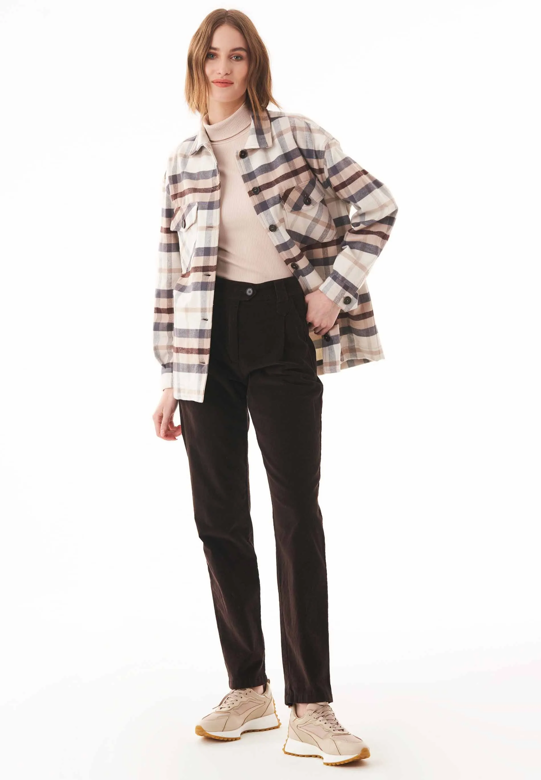 Women's Flannel Overshirt Plaid Multicolor sold by Ivalo.com product image thumbnail 3