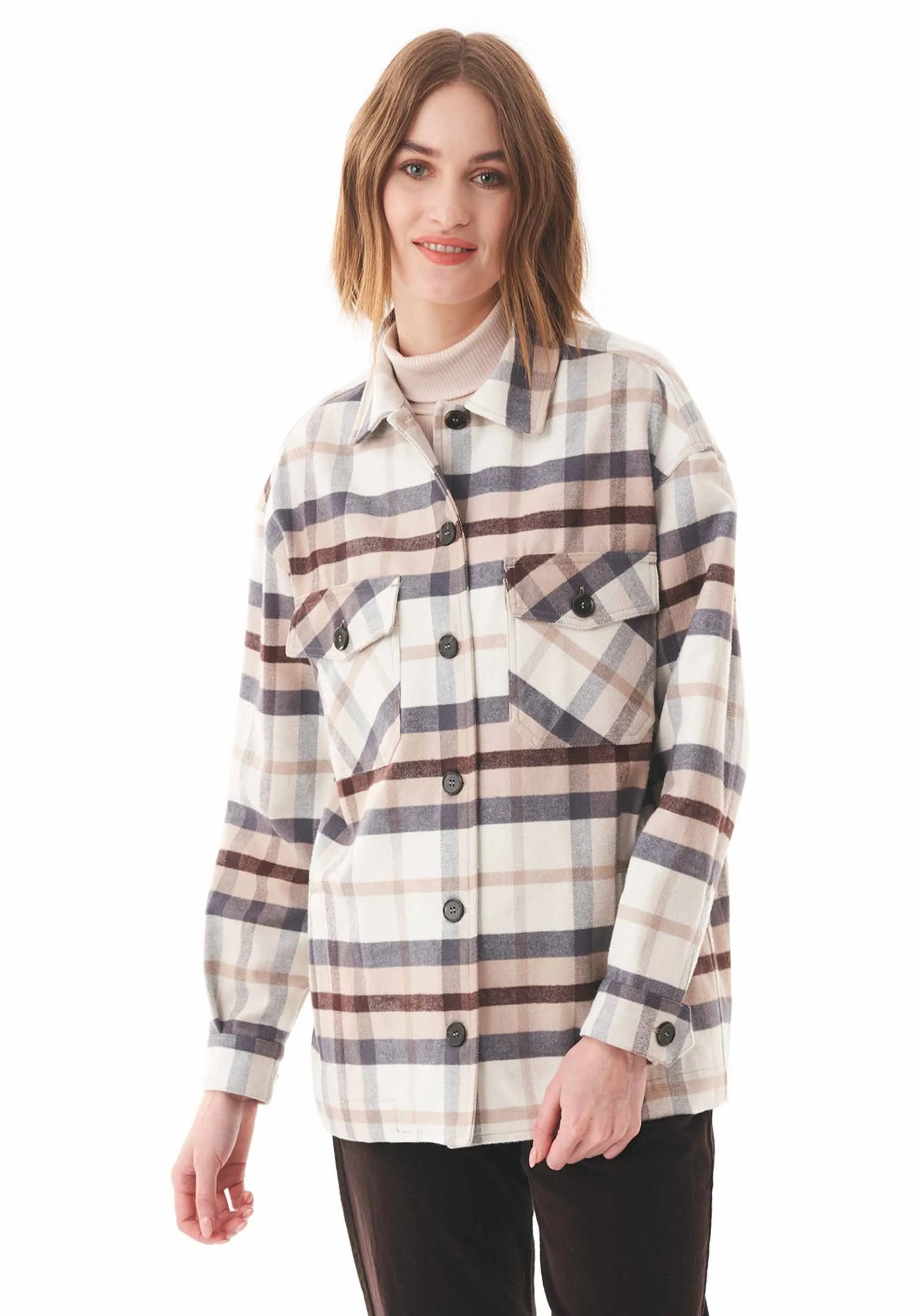 Women's Flannel Overshirt Plaid Multicolor sold by Ivalo.com