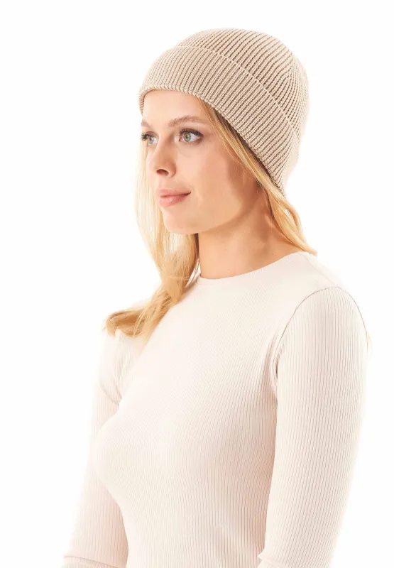 Knitted Organic Cotton Beanie Beige sold by Ivalo.com